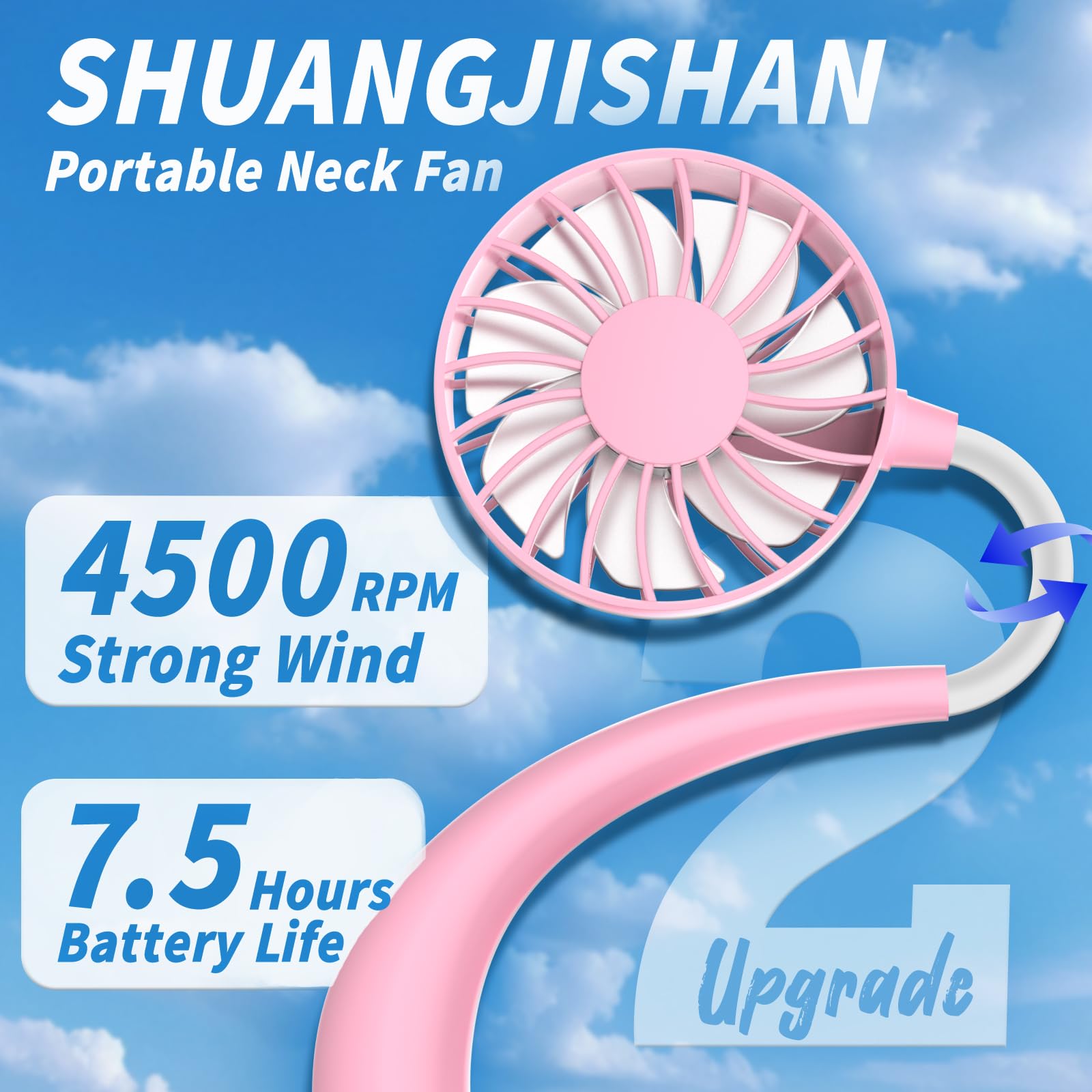 Neck Fan Portable Rechargeable: Personal Cooling Wearable Fan Around your Neck that Blow Cold Air for Men Women - Usb Should Fan Battery Operated for Travel and Outdoor Sports