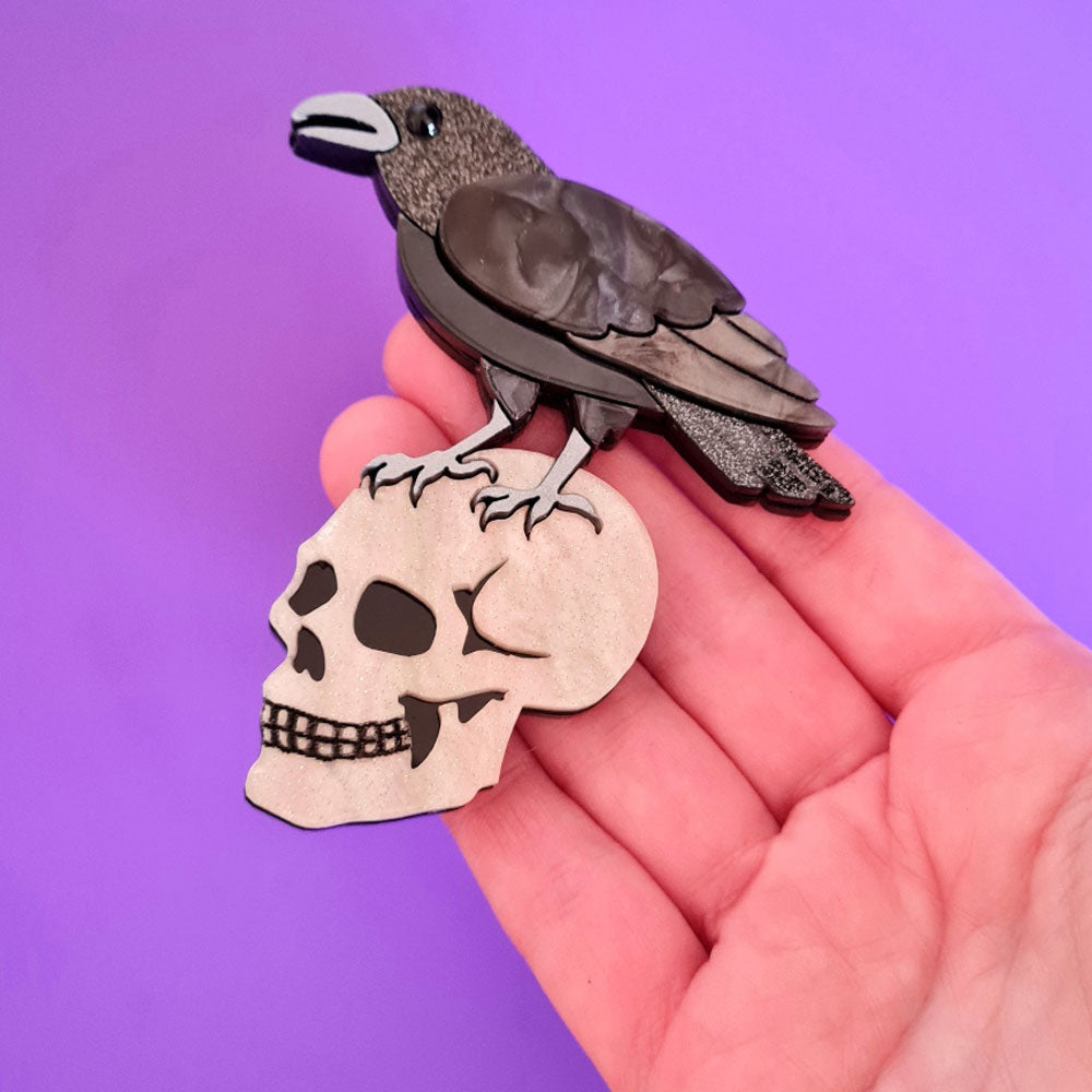 Nevermore Raven Brooch by Cherryloco