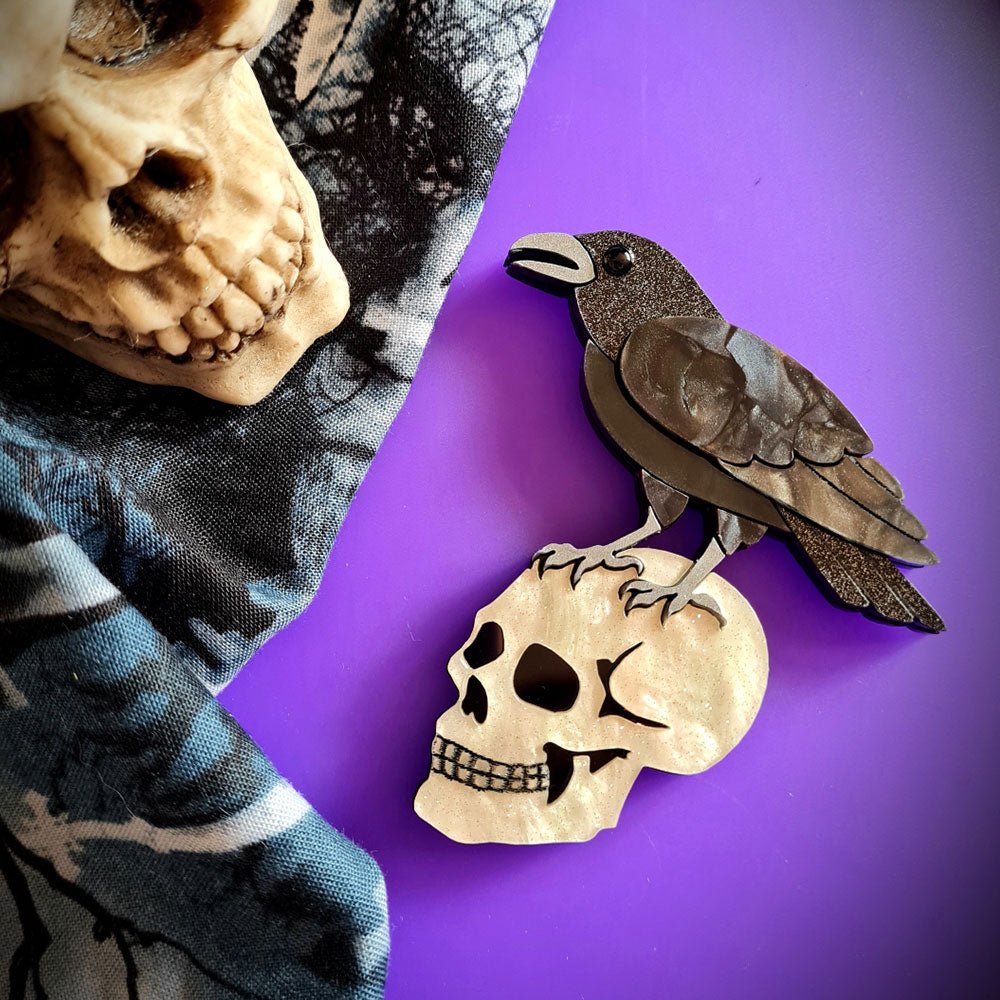 Nevermore Raven Brooch by Cherryloco