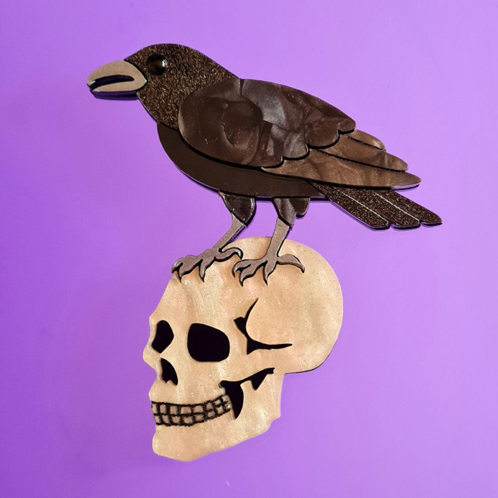 Nevermore Raven Brooch by Cherryloco