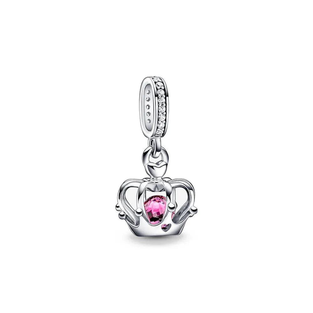 New 2023 Fashion Pink Pansy Flower Pendant Bead 925 Sterling Silver Plated Fit Necklace Keychain Charm DIY Jewelry Bracelet