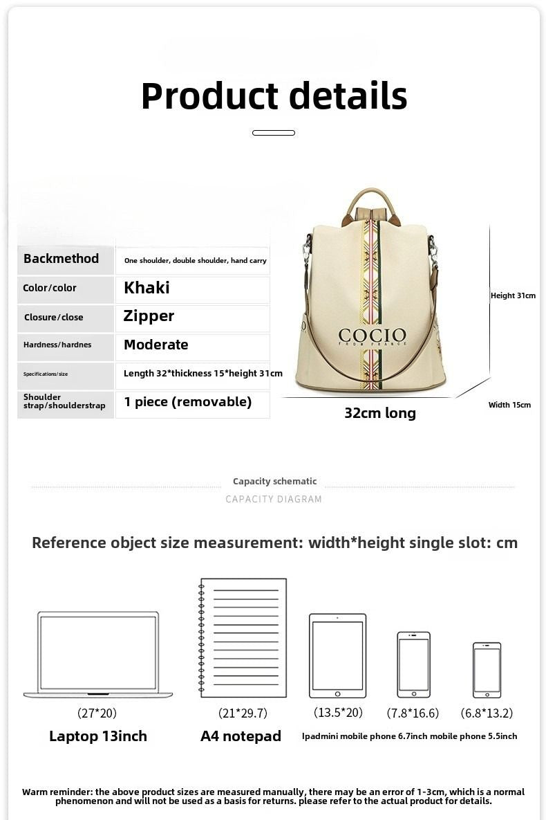 New Colorful Beige Shoulder Bag Simple Hundred models Women's Travel Backpack Cross-border Hot models Women's Bags