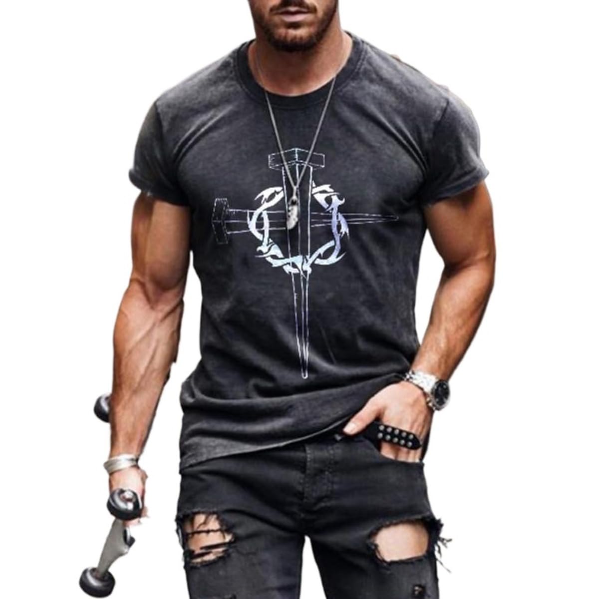 New Men's Casual Cross Faith Printed T-Shirt Street Hipster Fashion 3D Printed Short Sleeve T-Shirt