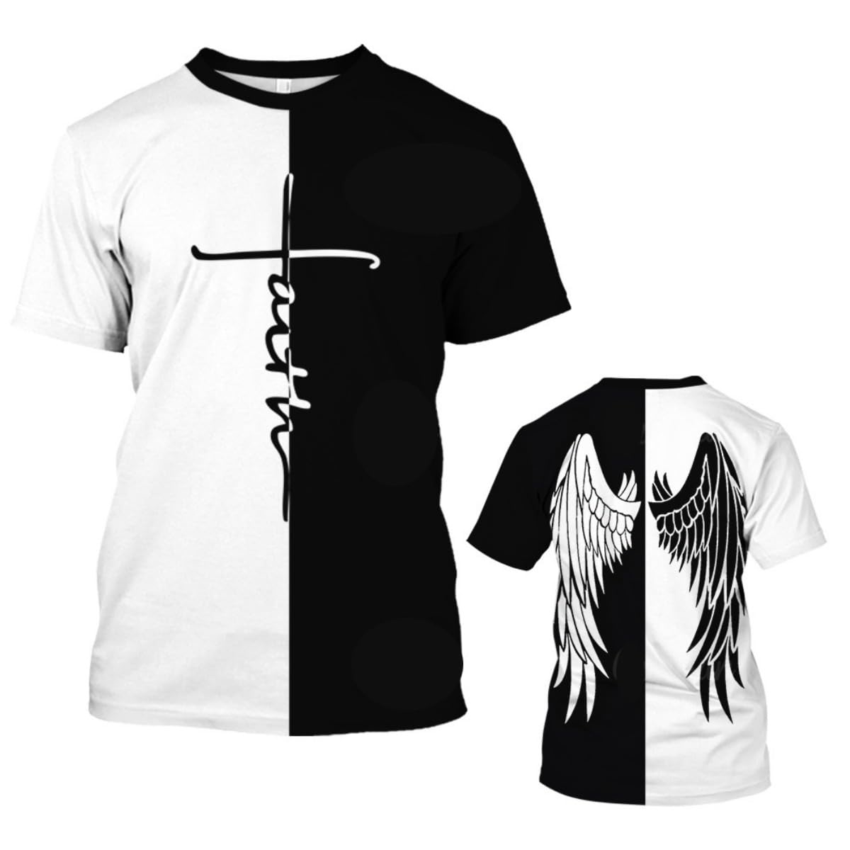 New Men's T-Shirts Interesting Angel Wings 3D Printed Casual Short-Sleeved T-Shirts