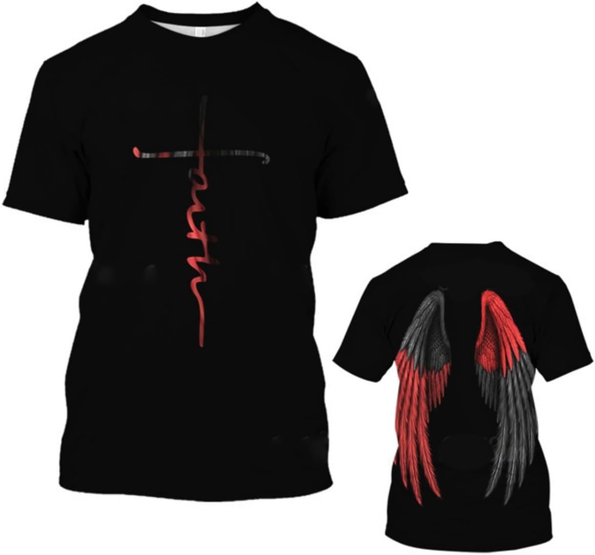 New Men's T-Shirts Interesting Angel Wings 3D Printed Casual Short-Sleeved T-Shirts