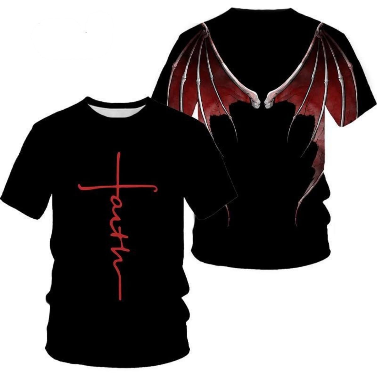 New Men's T-Shirts Interesting Angel Wings 3D Printed Casual Short-Sleeved T-Shirts