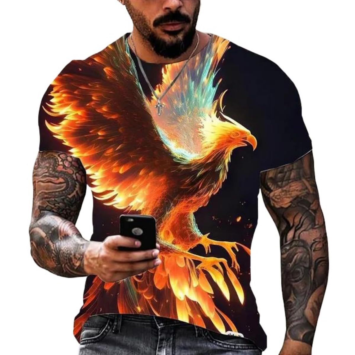 New Phoenix 3D Printing Men's Casual Short-Sleeved T-Shirt
