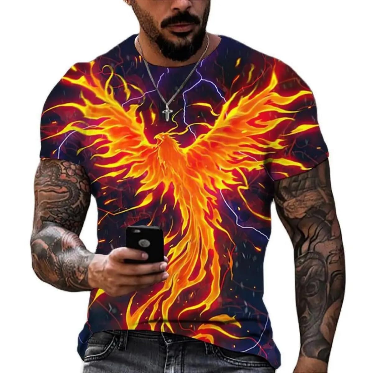 New Phoenix 3D Printing Men's Casual Short-Sleeved T-Shirt