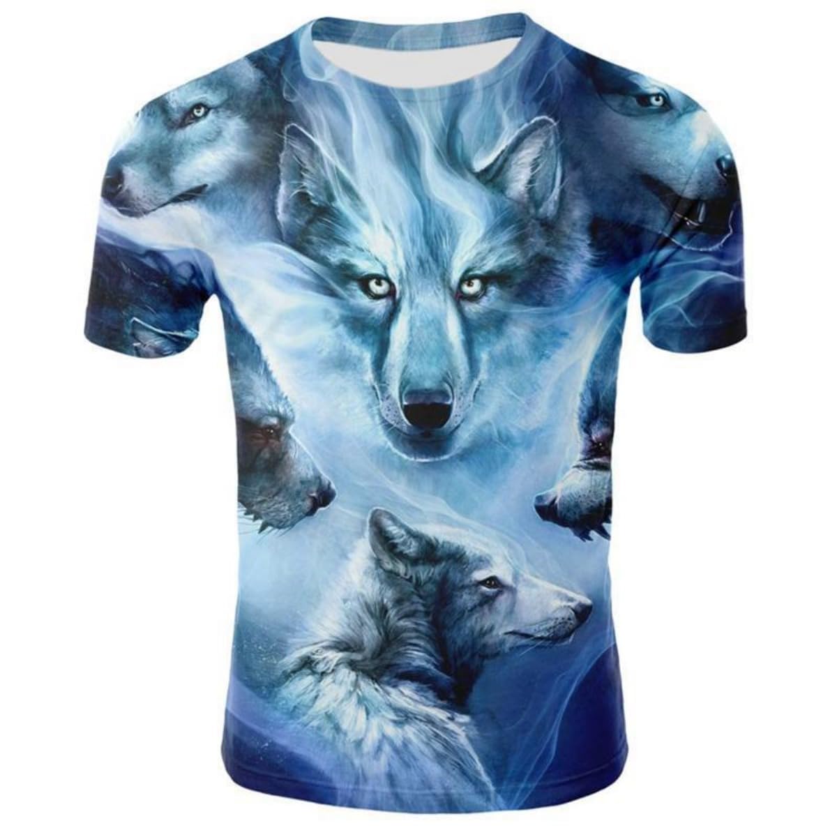New T-Shirt with Short Sleeves for Men and Women in Summer with 3D Printed Wolf Pattern for Men.