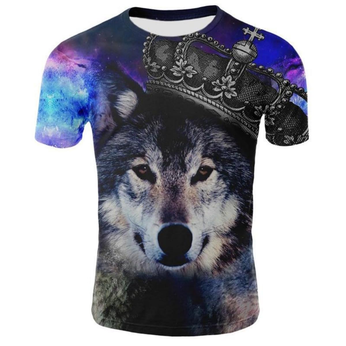 New T-Shirt with Short Sleeves for Men and Women in Summer with 3D Printed Wolf Pattern for Men.