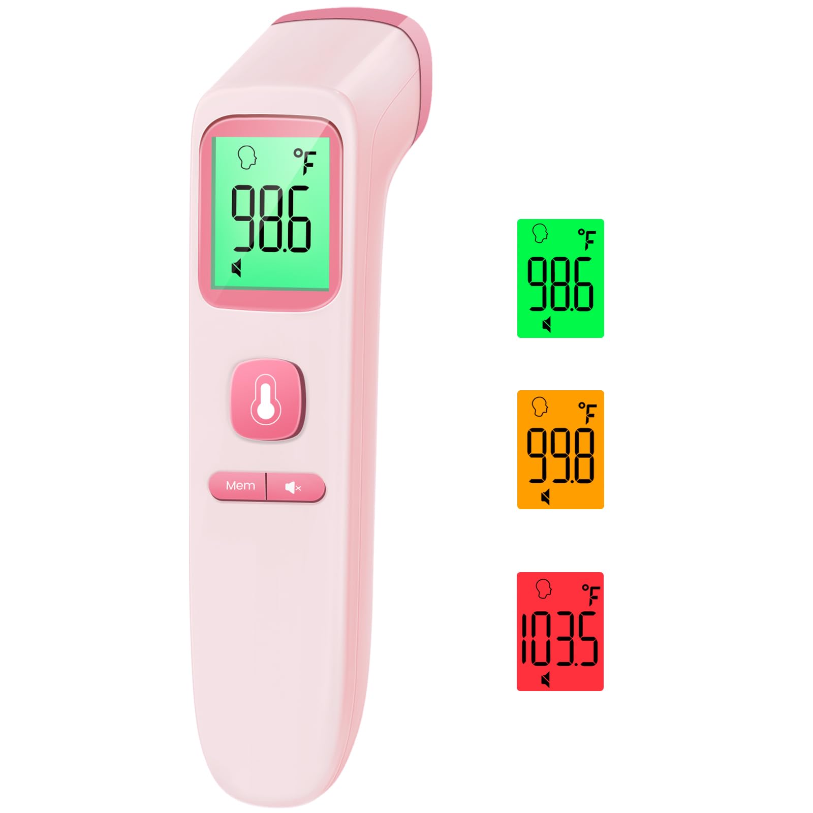 No-Touch Thermometer for Adults and Kids, Accurate Digital Baby Thermometer, Fever Alarm & Silent Mode, 2 in 1 Forehead & Object Mode