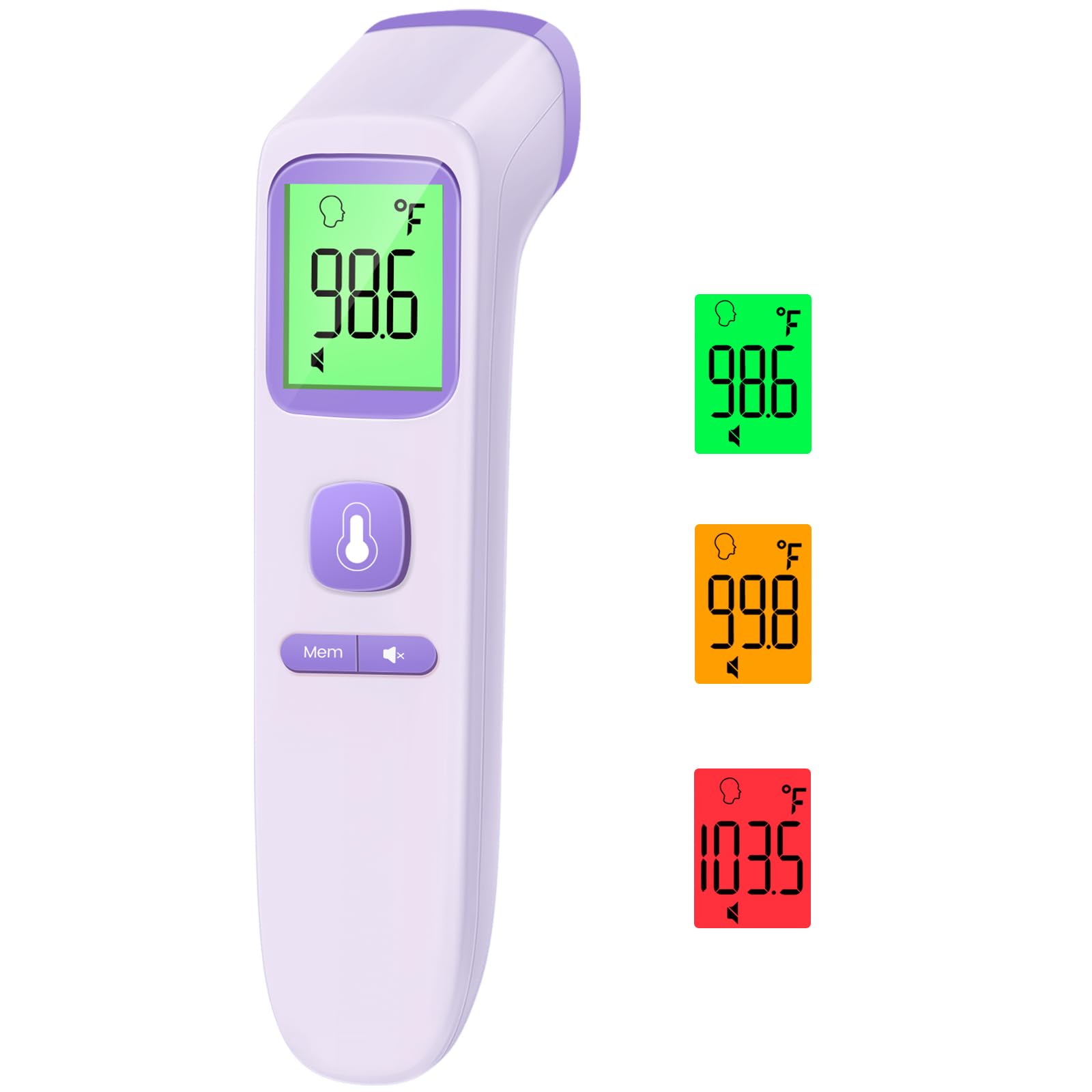 No-Touch Thermometer for Adults and Kids, Accurate Digital Baby Thermometer, Fever Alarm & Silent Mode, 2 in 1 Forehead & Object Mode
