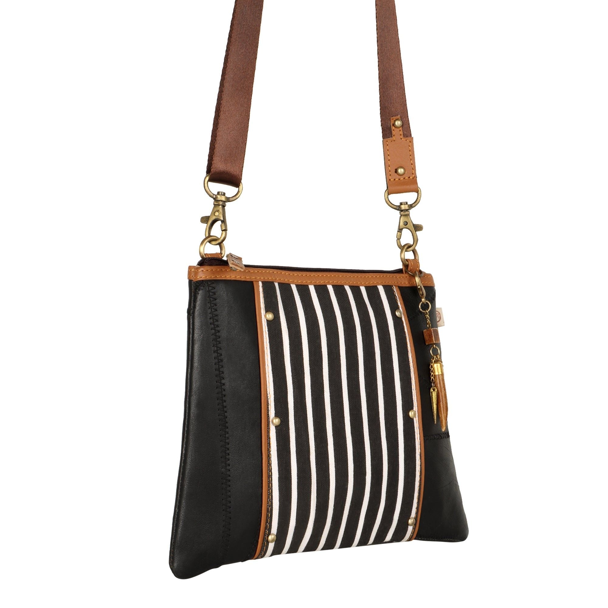 Noa Angled Crossbody Bag - Striped