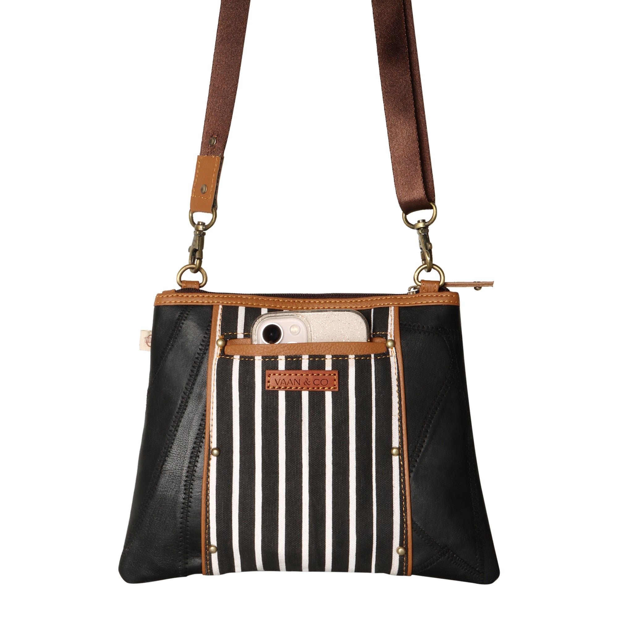 Noa Angled Crossbody Bag - Striped