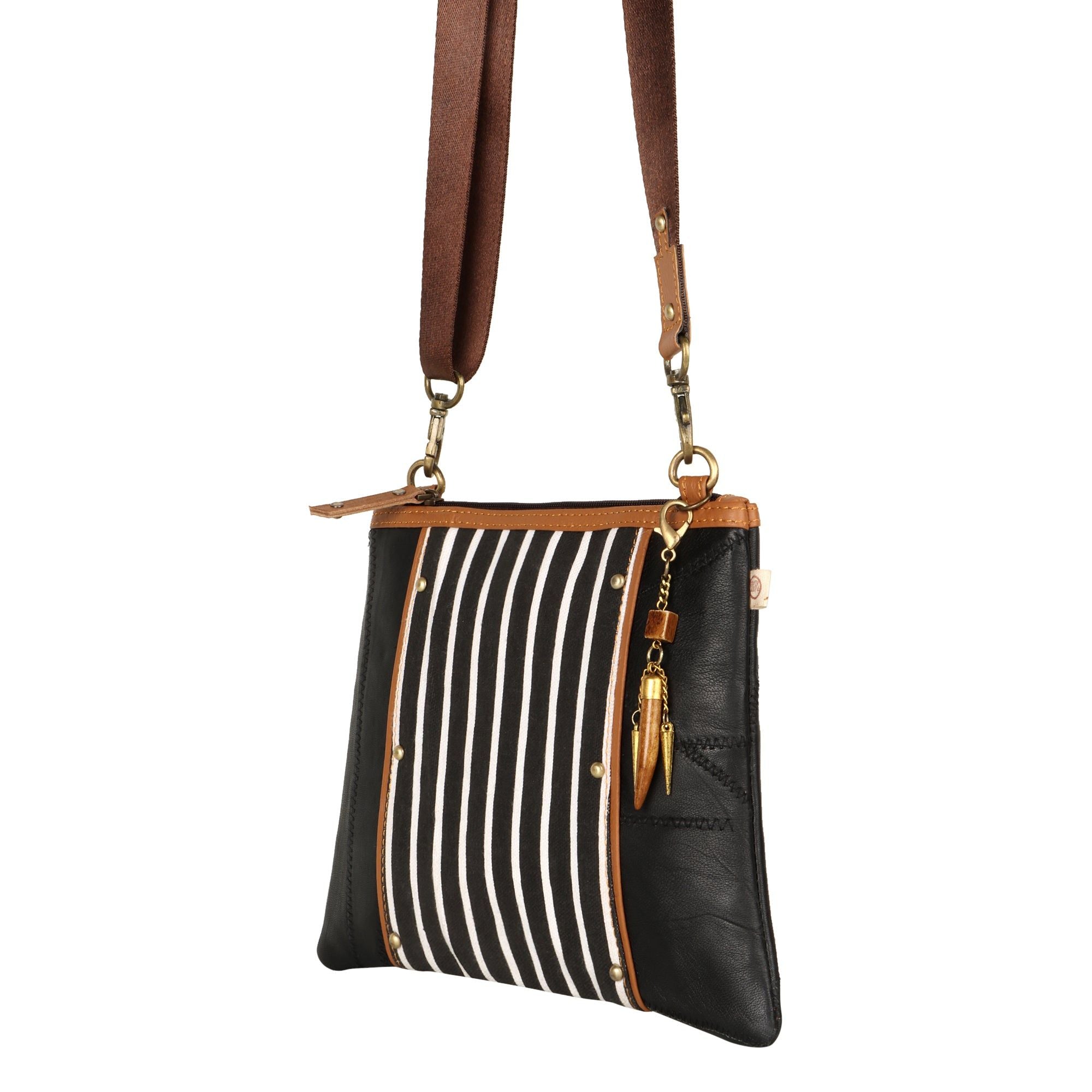 Noa Angled Crossbody Bag - Striped