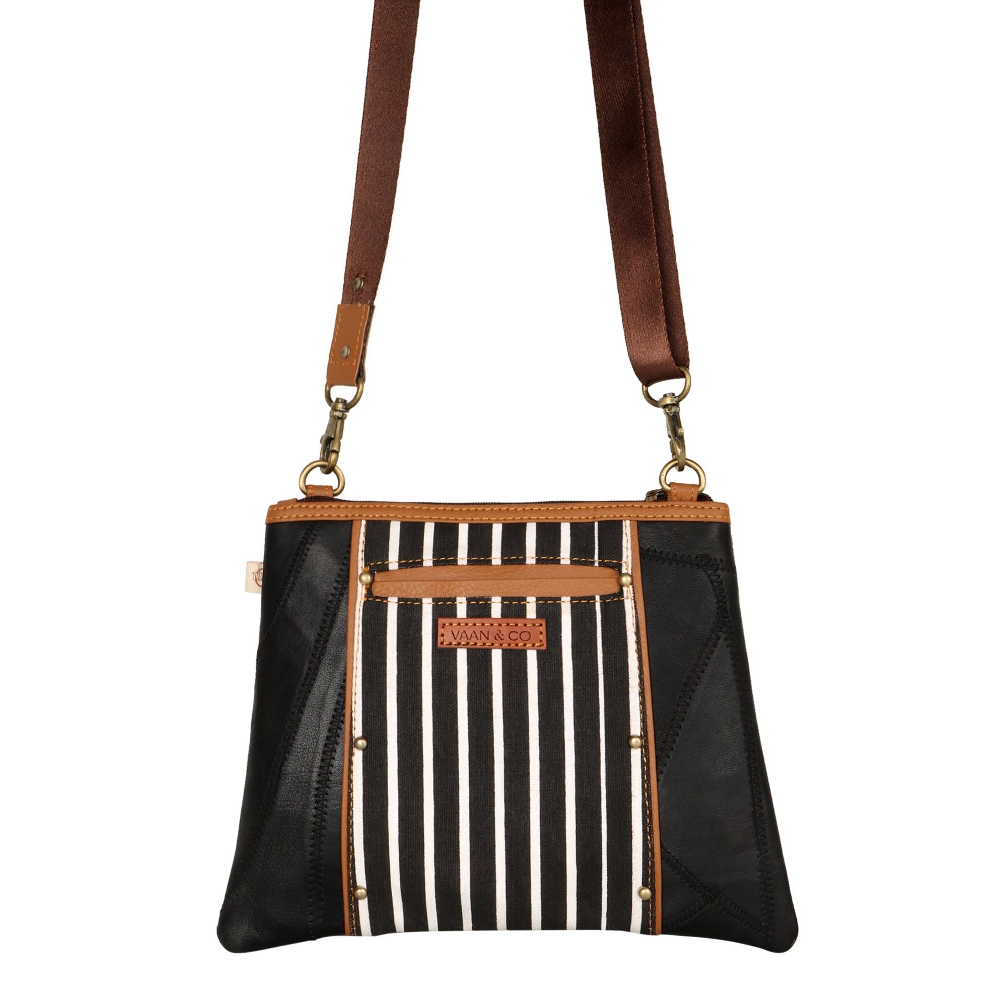 Noa Angled Crossbody Bag - Striped