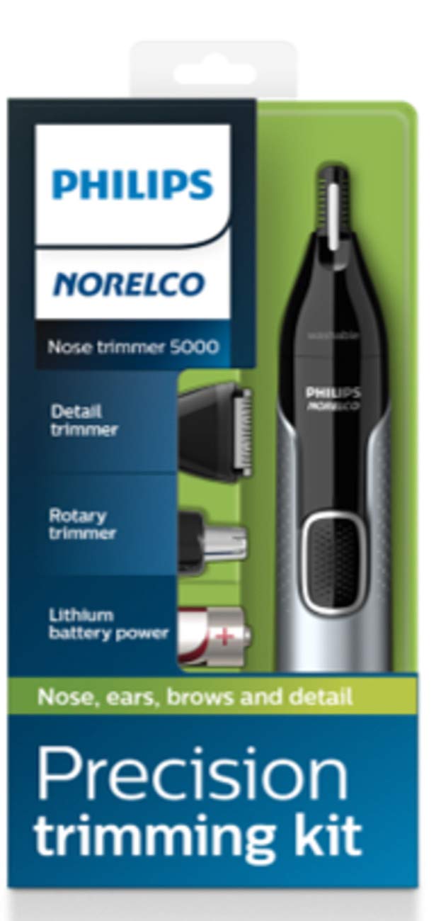 Norelco Philips Nose Trimmer 5000, for Nose, Ears, Eyebrows, Black and Silver, NT5600/42