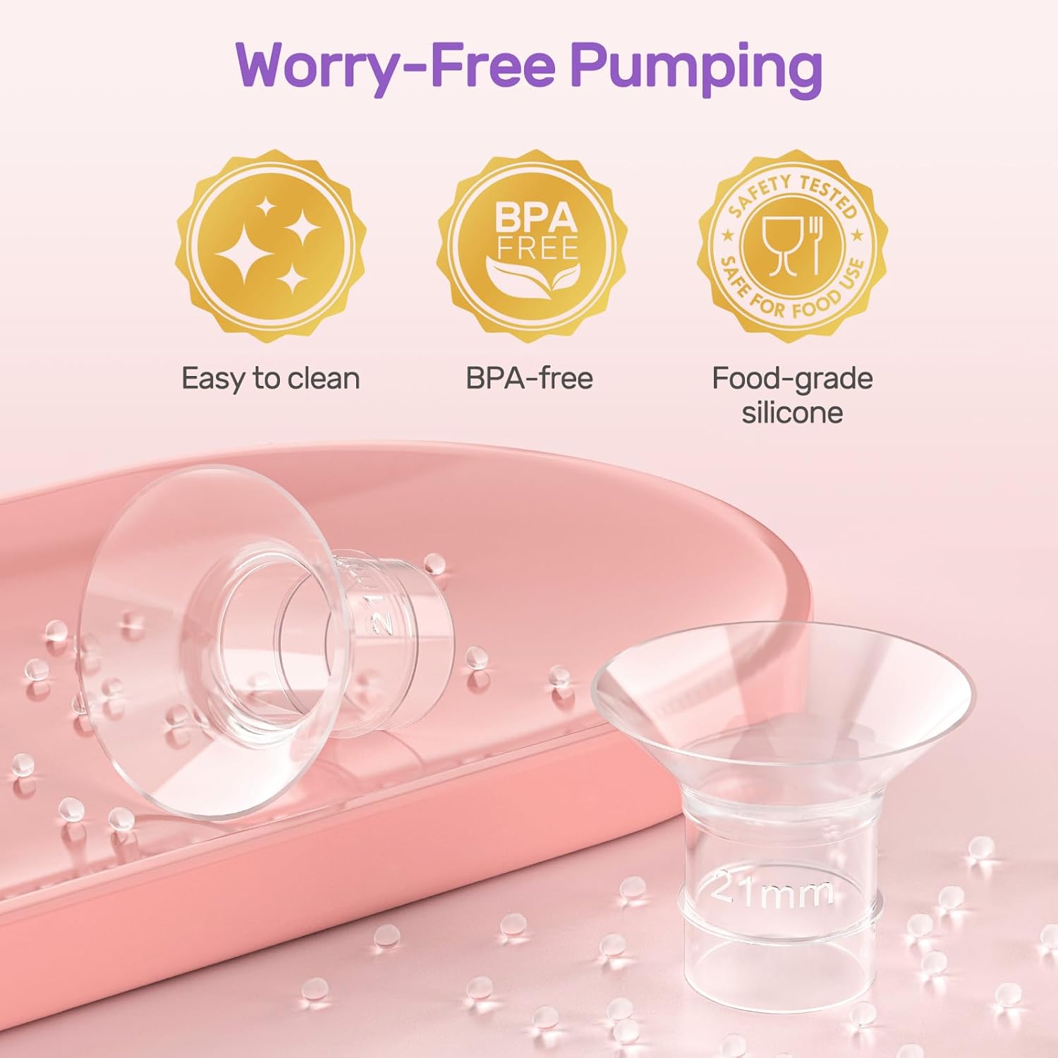 Nuliie 10PCS Flange Sizing Kit 13/15/17/19/21mm for 24mm Flange/Shield of Most Pumps, Silicone Flanges Insert for Momcozy/Spectra Electric Breast Pumps, Pumping Essential Kit for Moms
