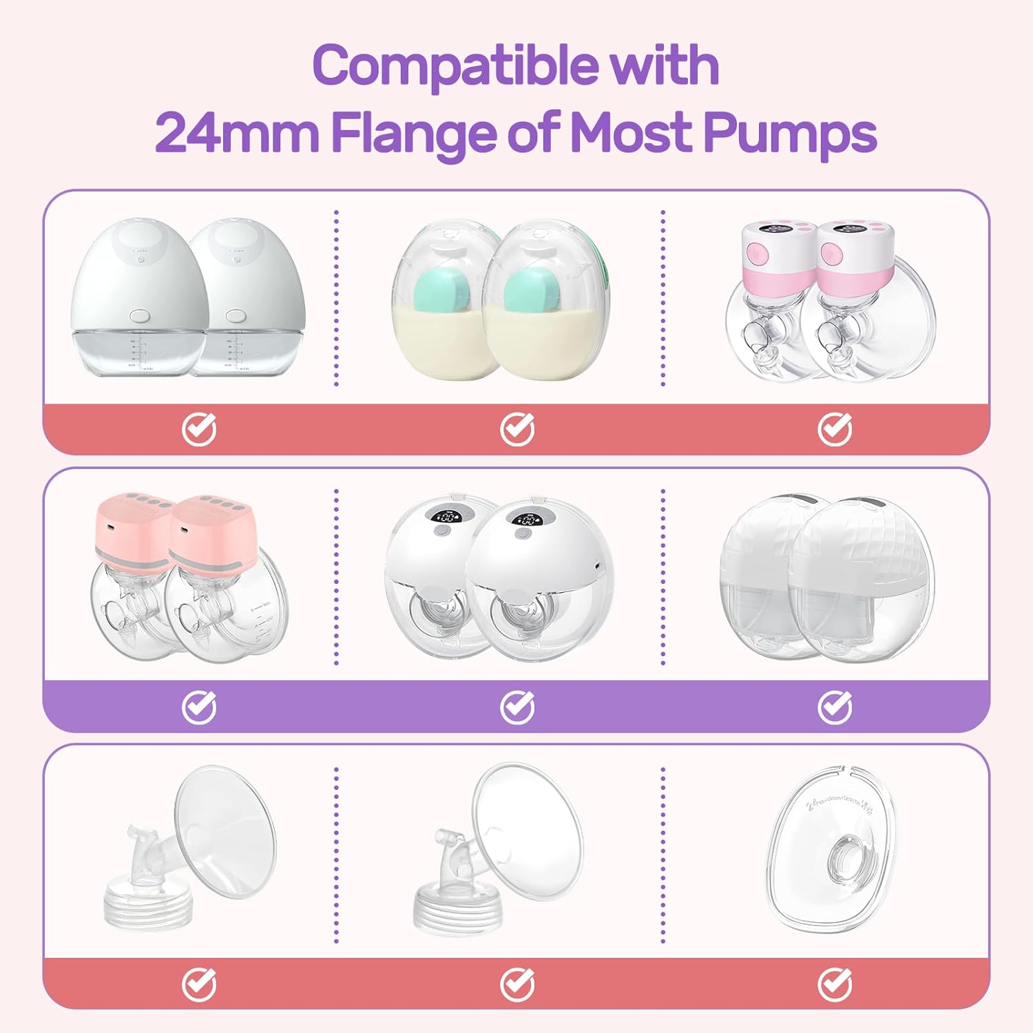Nuliie 10PCS Flange Sizing Kit 13/15/17/19/21mm for 24mm Flange/Shield of Most Pumps, Silicone Flanges Insert for Momcozy/Spectra Electric Breast Pumps, Pumping Essential Kit for Moms