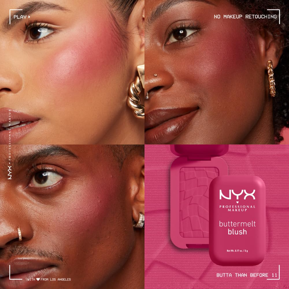 NYX PROFESSIONAL MAKEUP Buttermelt Powder Blush, Fade and Transfer-Resistant Blush, Up to 12HR Make Up Wear, Vegan Formula - Butta Together