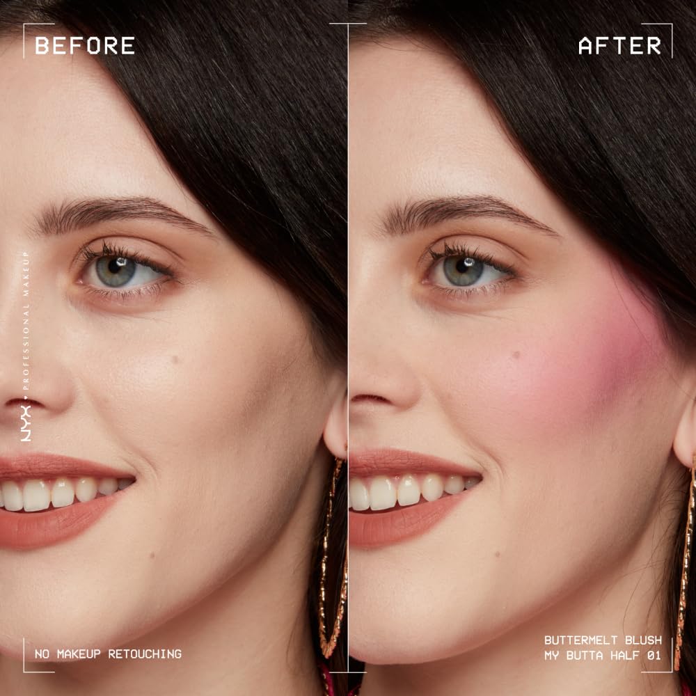 NYX PROFESSIONAL MAKEUP Buttermelt Powder Blush, Fade and Transfer-Resistant Blush, Up to 12HR Make Up Wear, Vegan Formula - Butta Together