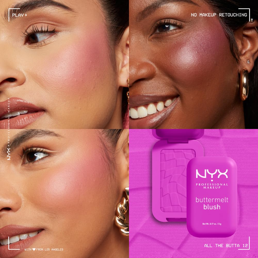 NYX PROFESSIONAL MAKEUP Buttermelt Powder Blush, Fade and Transfer-Resistant Blush, Up to 12HR Make Up Wear, Vegan Formula - Butta Together