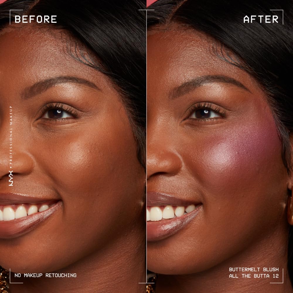 NYX PROFESSIONAL MAKEUP Buttermelt Powder Blush, Fade and Transfer-Resistant Blush, Up to 12HR Make Up Wear, Vegan Formula - Butta Together