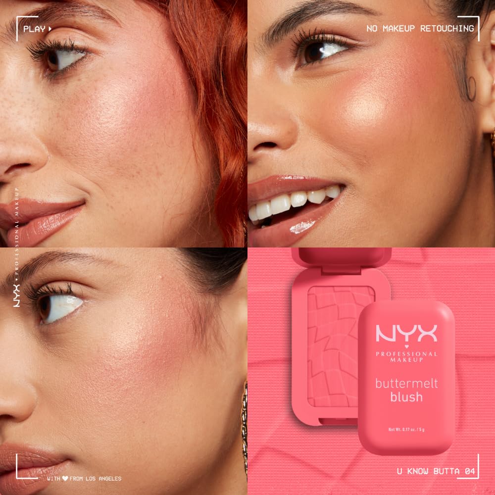 NYX PROFESSIONAL MAKEUP Buttermelt Powder Blush, Fade and Transfer-Resistant Blush, Up to 12HR Make Up Wear, Vegan Formula - Butta Together