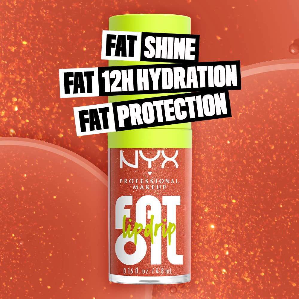 NYX PROFESSIONAL MAKEUP Fat Oil Lip Drip, Moisturizing Lip Oil Gloss, Vegan Tinted Formula, Up to 12 HR Hydration - Missed Call (Sheer Pink)