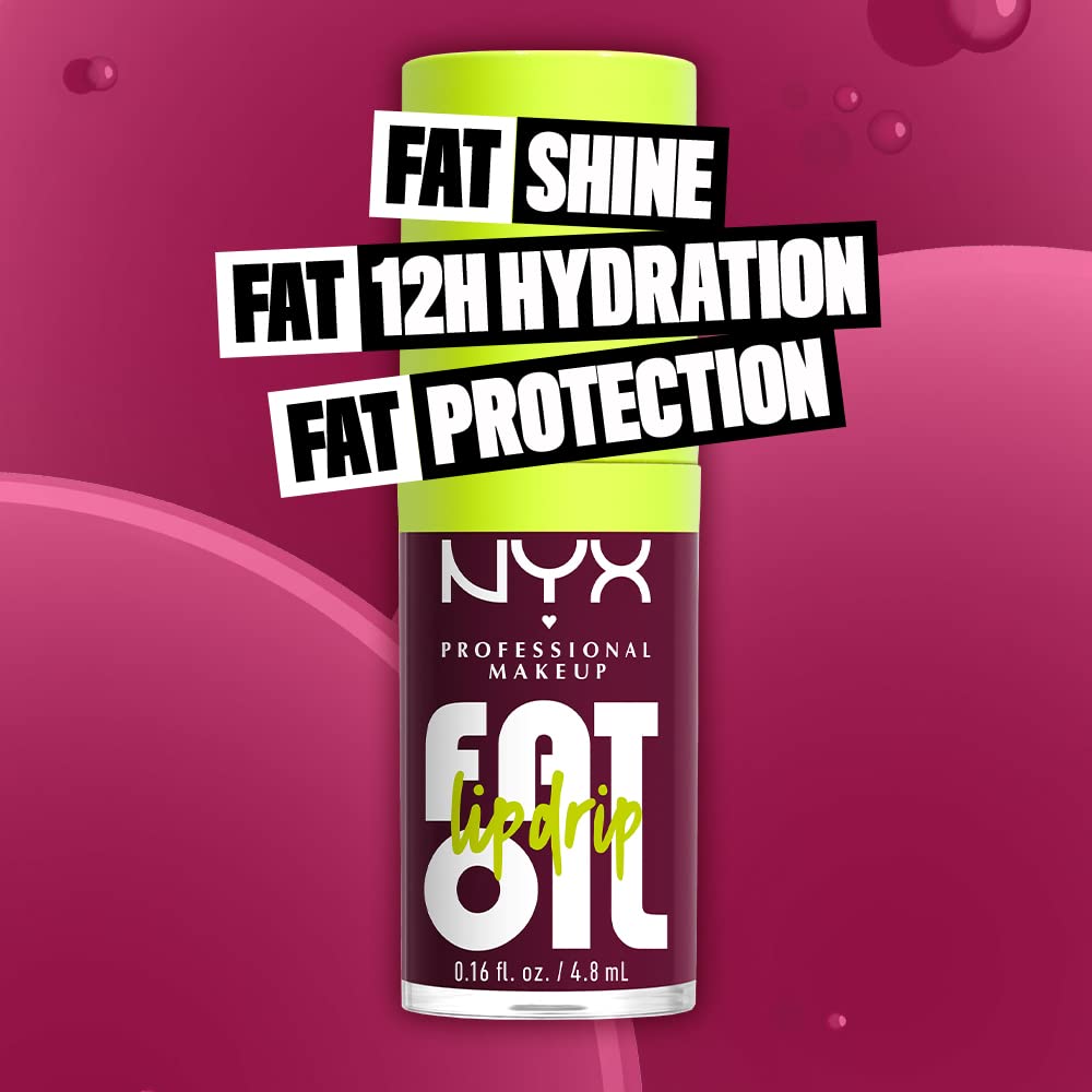 NYX PROFESSIONAL MAKEUP Fat Oil Lip Drip, Moisturizing Lip Oil Gloss, Vegan Tinted Formula, Up to 12 HR Hydration - Missed Call (Sheer Pink)