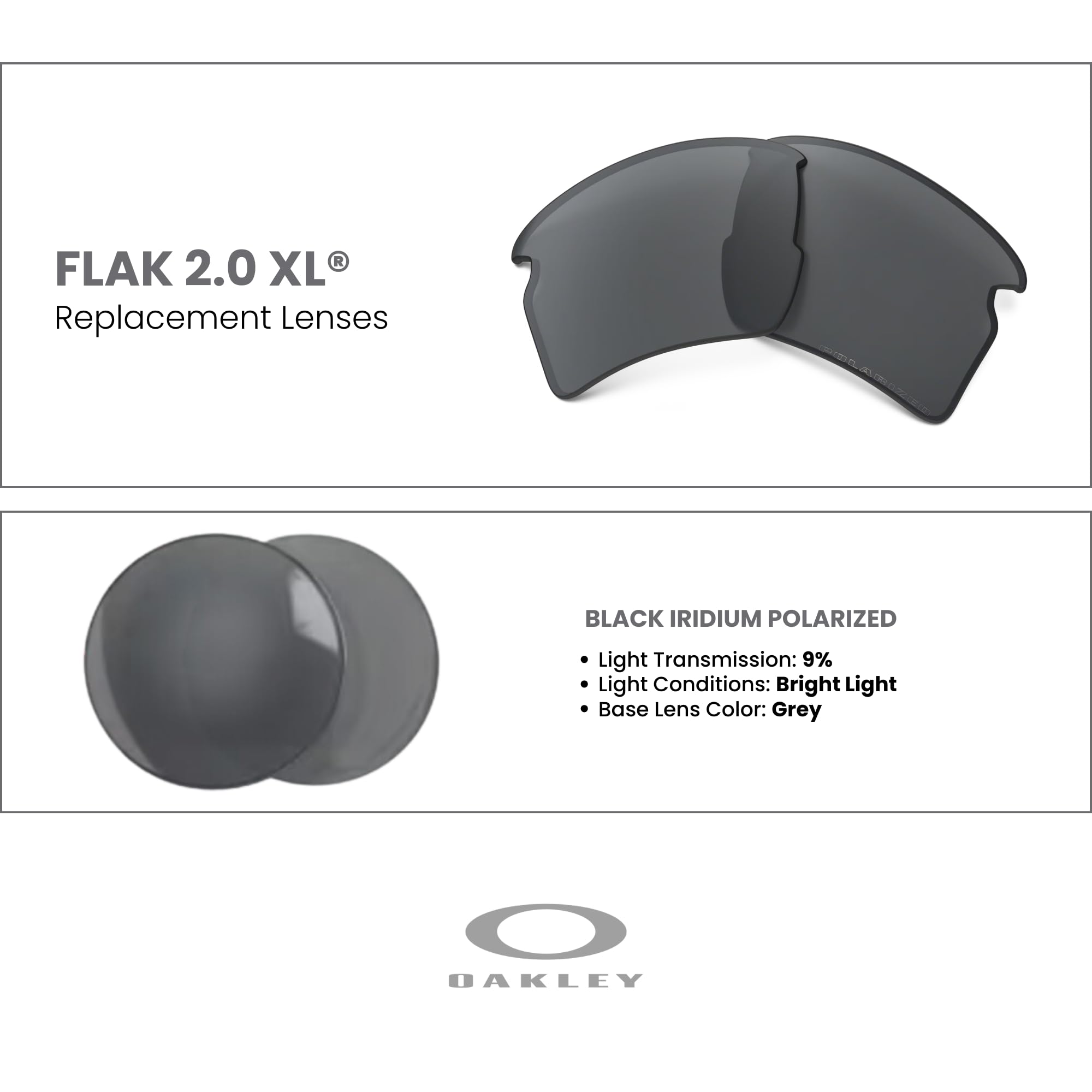 Oakley Authentic Flak 2.0 XL OO9188 Polarized REPLACEMENT Lenses +BUNDLE Bag+ BUNDLE with Designer iWear Kit