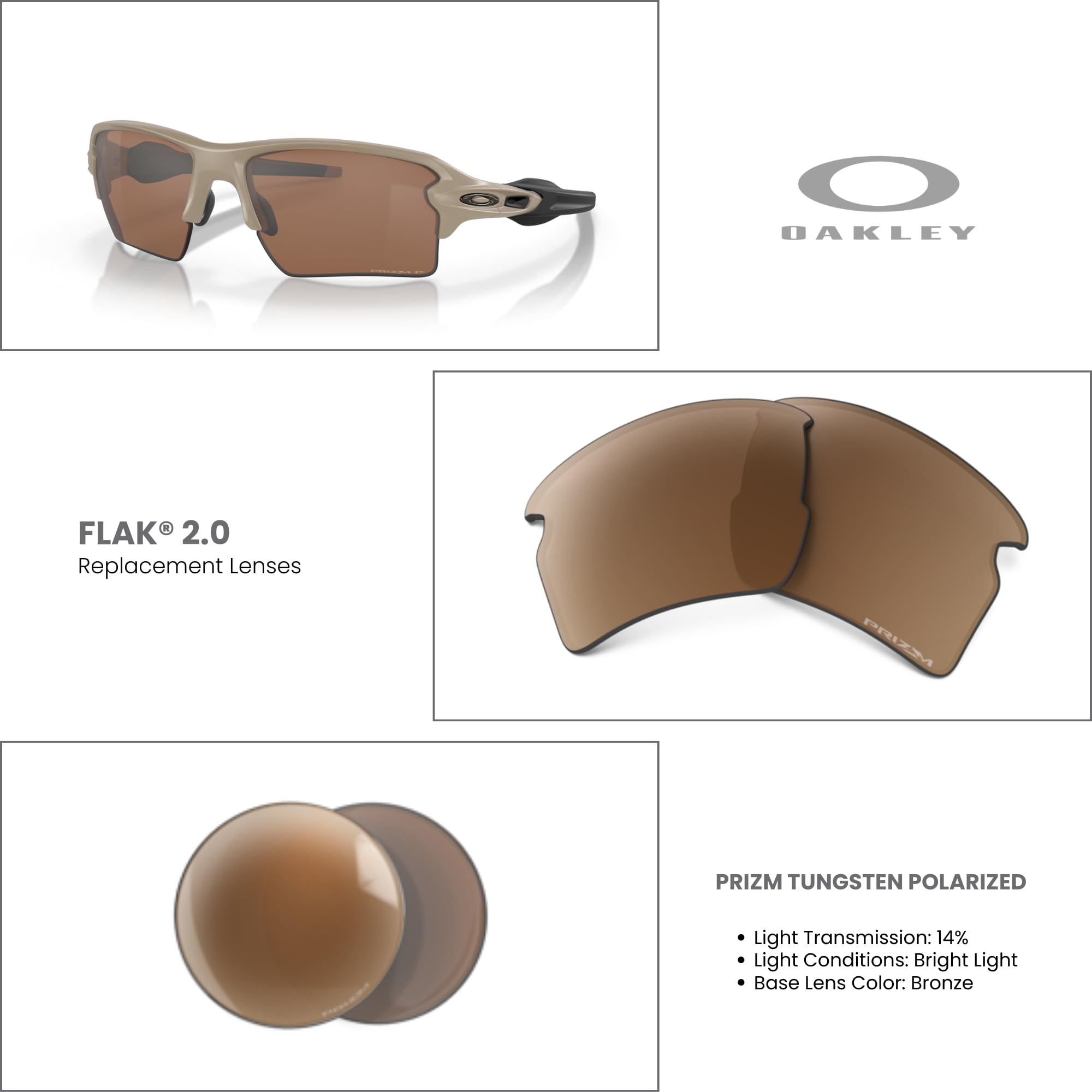 Oakley Authentic Flak 2.0 XL OO9188 Polarized REPLACEMENT Lenses +BUNDLE Bag+ BUNDLE with Designer iWear Kit
