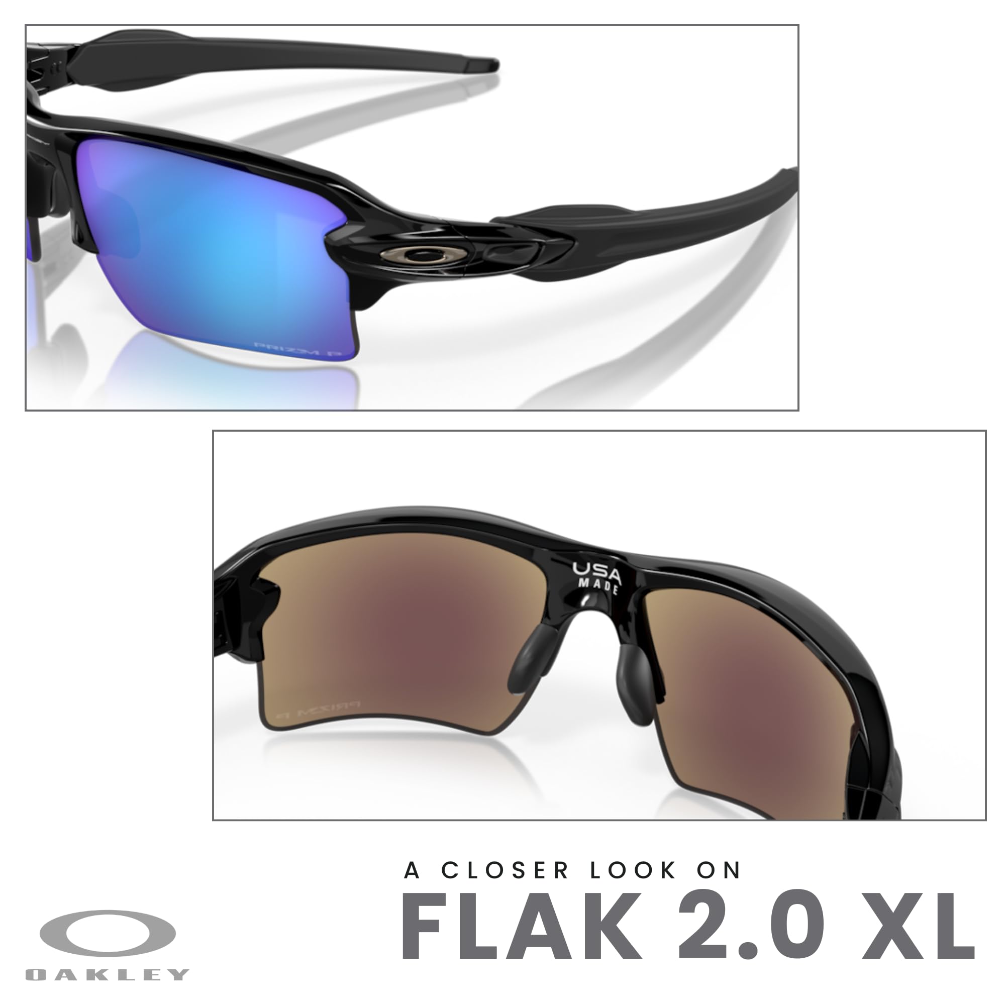 Oakley Flak 2.0 XL OO9188 Rectangle Sunglasses For Men + BUNDLE Leash + Designer iWear Care Kit