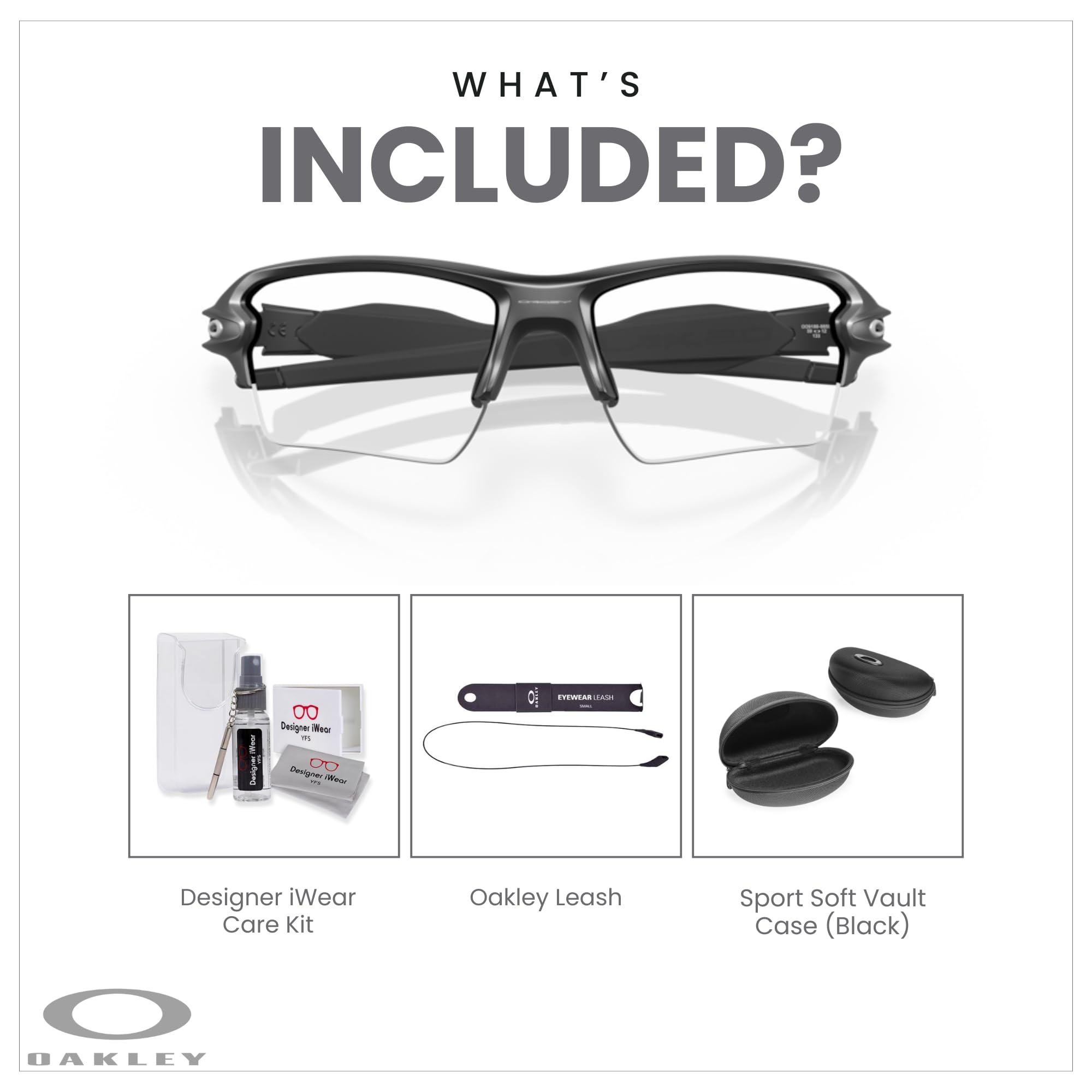 Oakley Flak 2.0 XL OO9188 Rectangle Sunglasses For Men + BUNDLE Leash + Designer iWear Care Kit