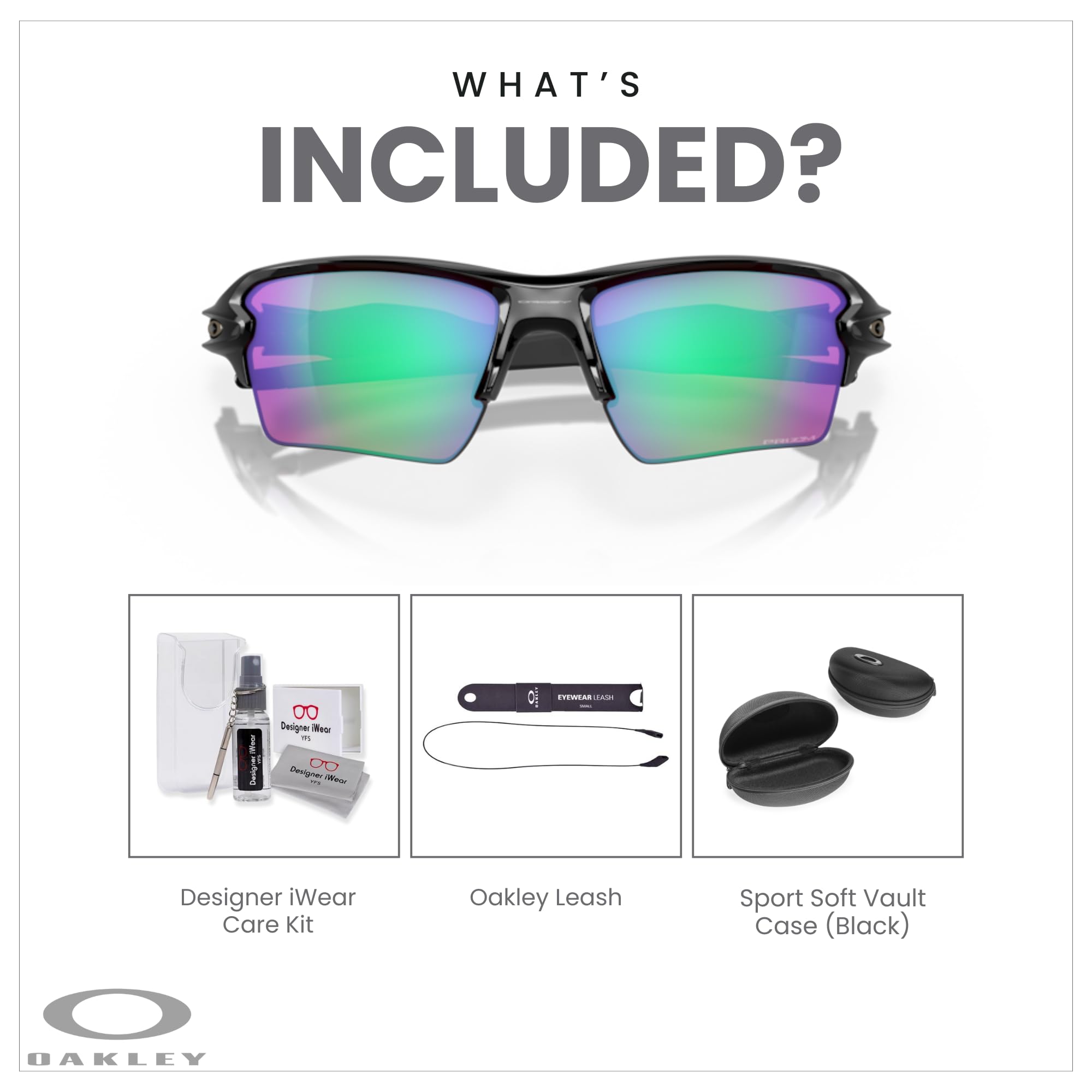 Oakley Flak 2.0 XL OO9188 Rectangle Sunglasses For Men + BUNDLE Leash + Designer iWear Care Kit
