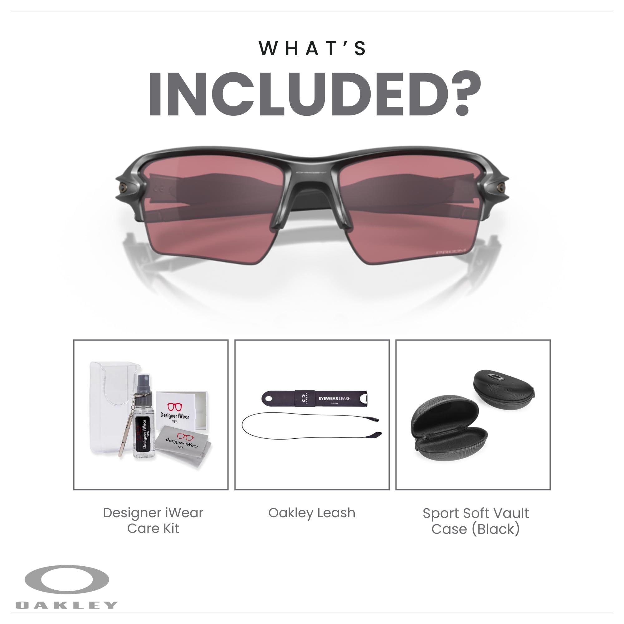 Oakley Flak 2.0 XL OO9188 Rectangle Sunglasses For Men + BUNDLE Leash + Designer iWear Care Kit