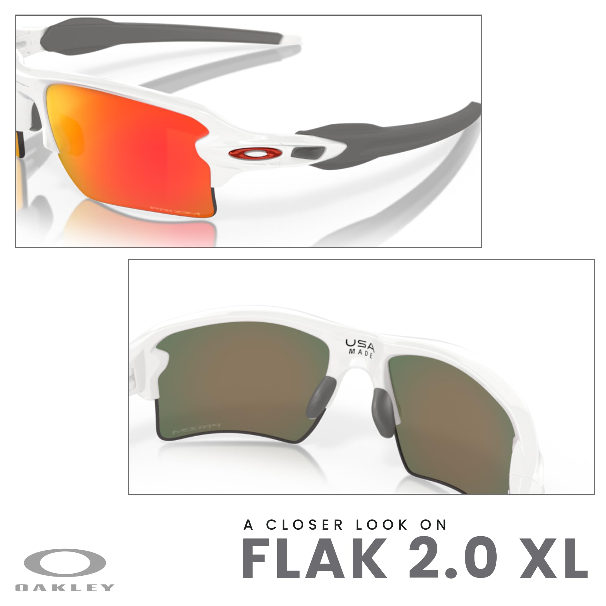 Oakley Flak 2.0 XL OO9188 Rectangle Sunglasses For Men + BUNDLE Leash + Designer iWear Care Kit