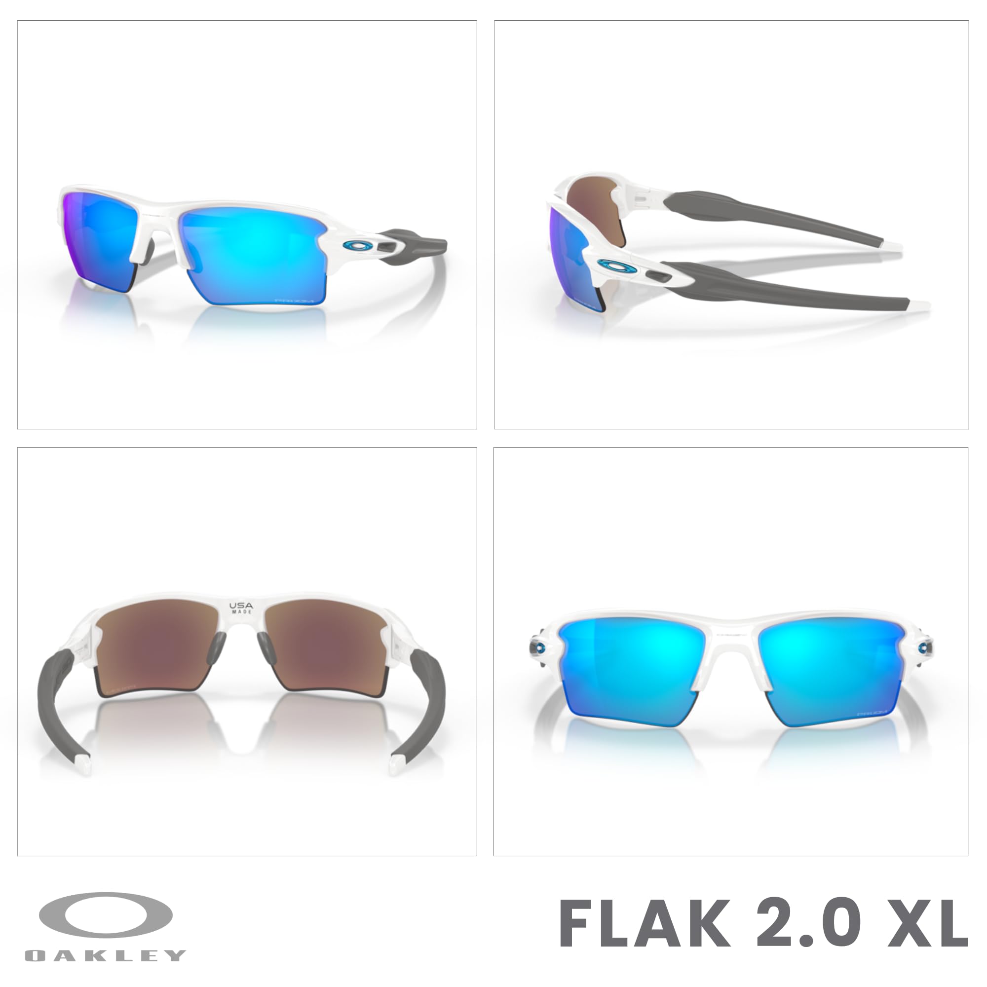 Oakley Flak 2.0 XL OO9188 Rectangle Sunglasses For Men + BUNDLE Leash + Designer iWear Care Kit
