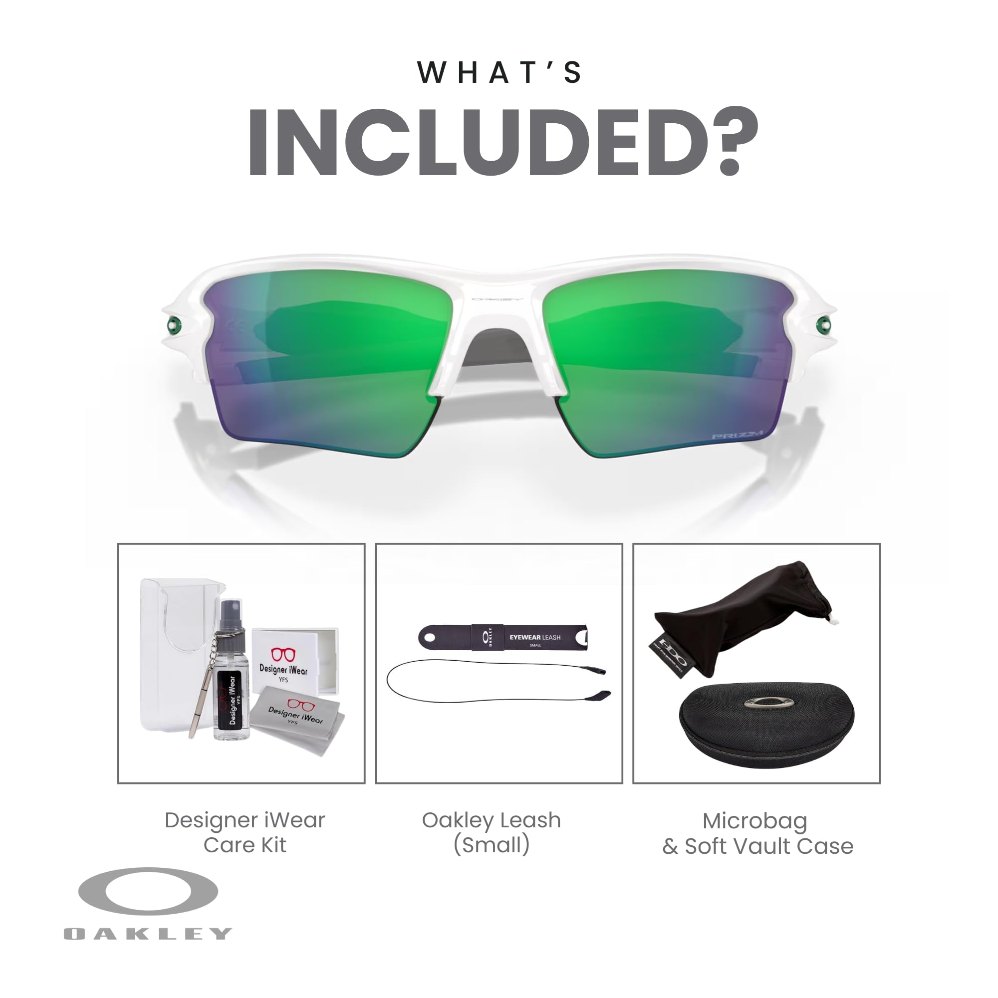Oakley Flak 2.0 XL OO9188 Rectangle Sunglasses For Men + BUNDLE Leash + Designer iWear Care Kit