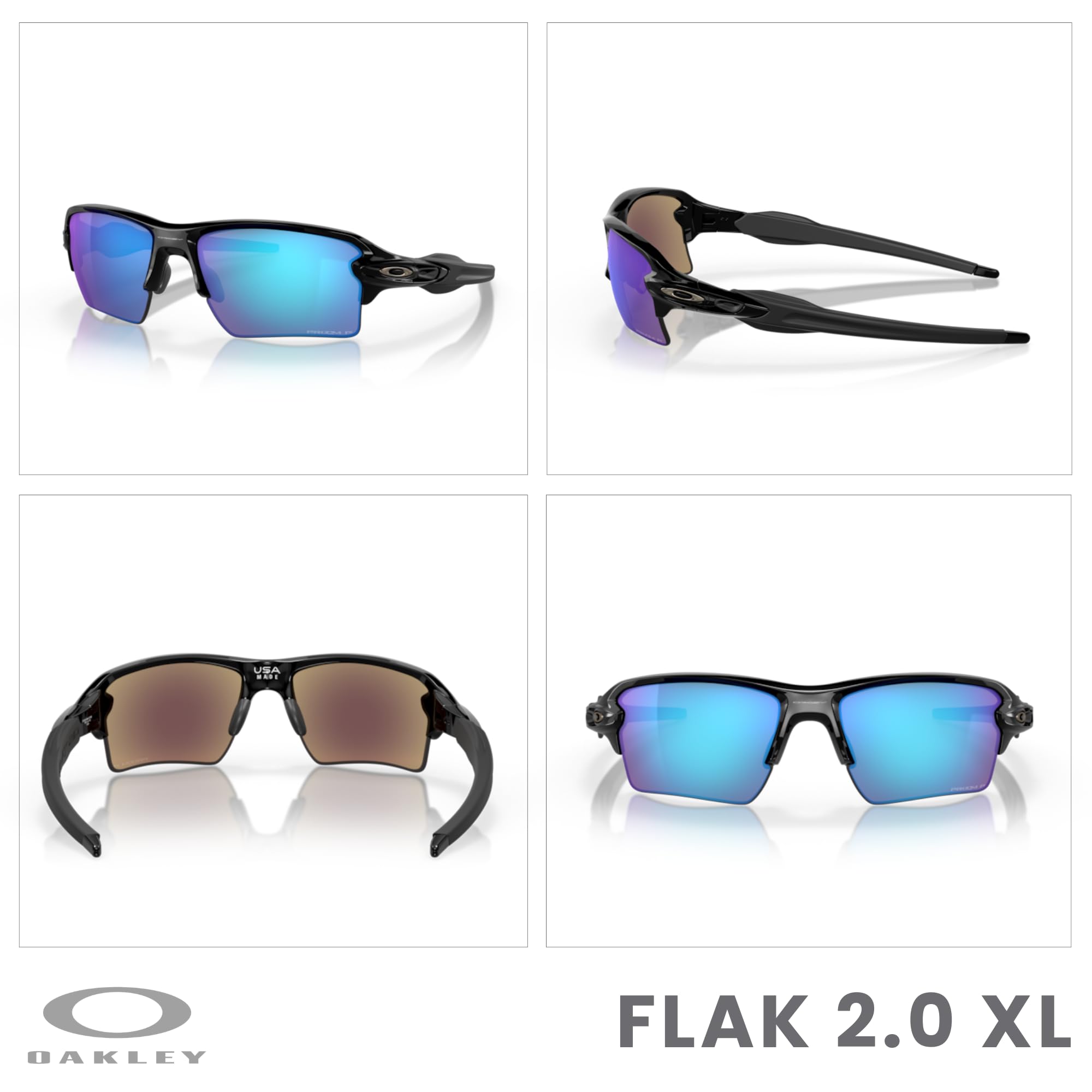 Oakley Flak 2.0 XL OO9188 Rectangle Sunglasses For Men + BUNDLE Leash + Designer iWear Care Kit