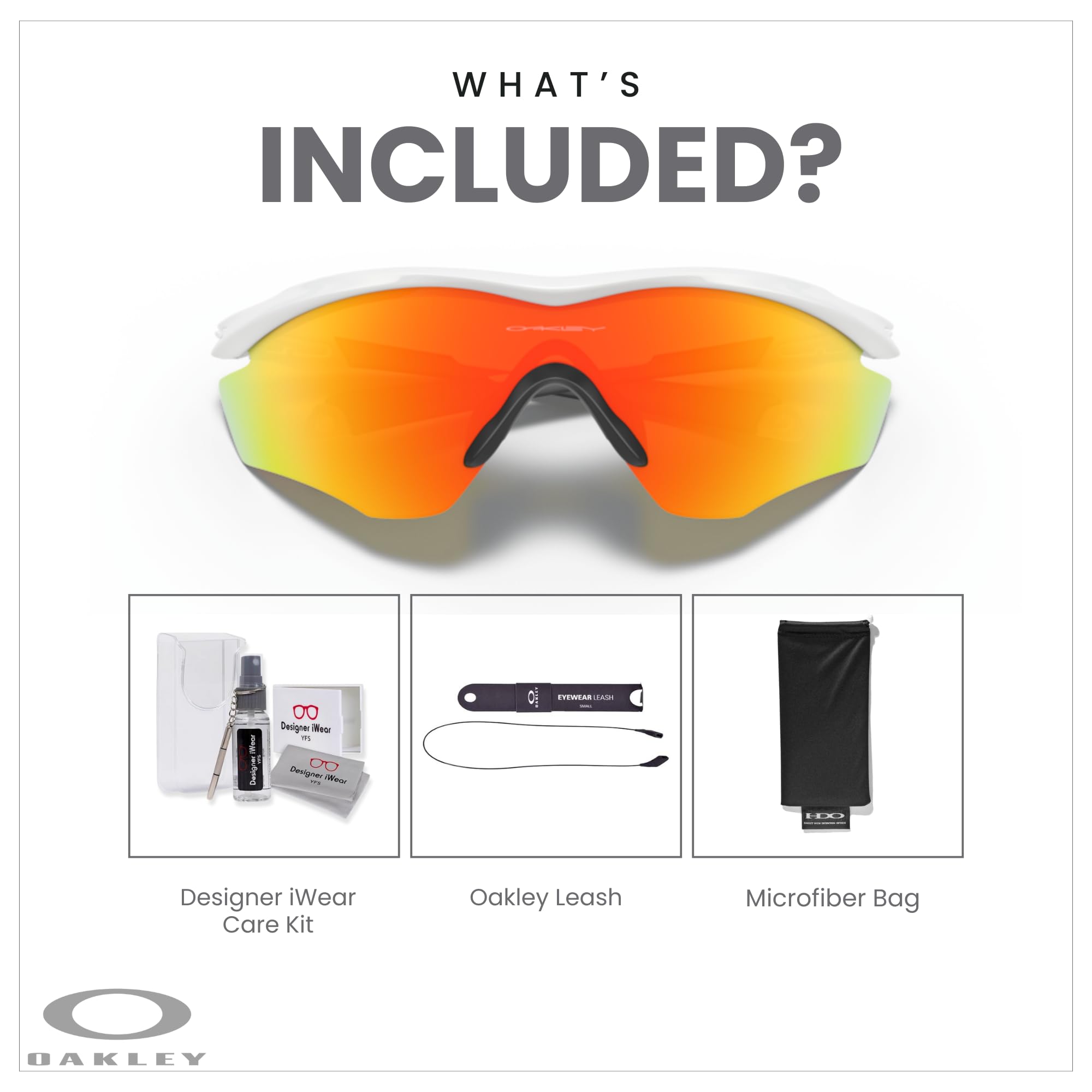Oakley M2 Frame XL OO9343 Shield Sunglasses for Men + BUNDLE Leash +Designer iWear Care Kit