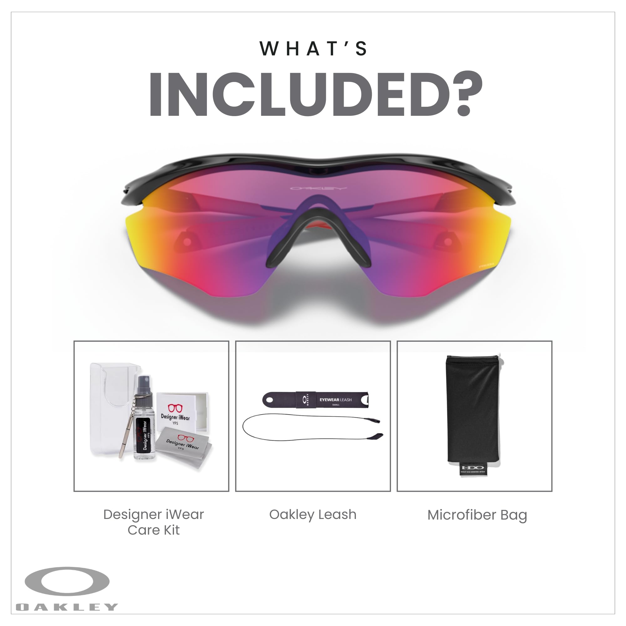 Oakley M2 Frame XL OO9343 Shield Sunglasses for Men + BUNDLE Leash +Designer iWear Care Kit
