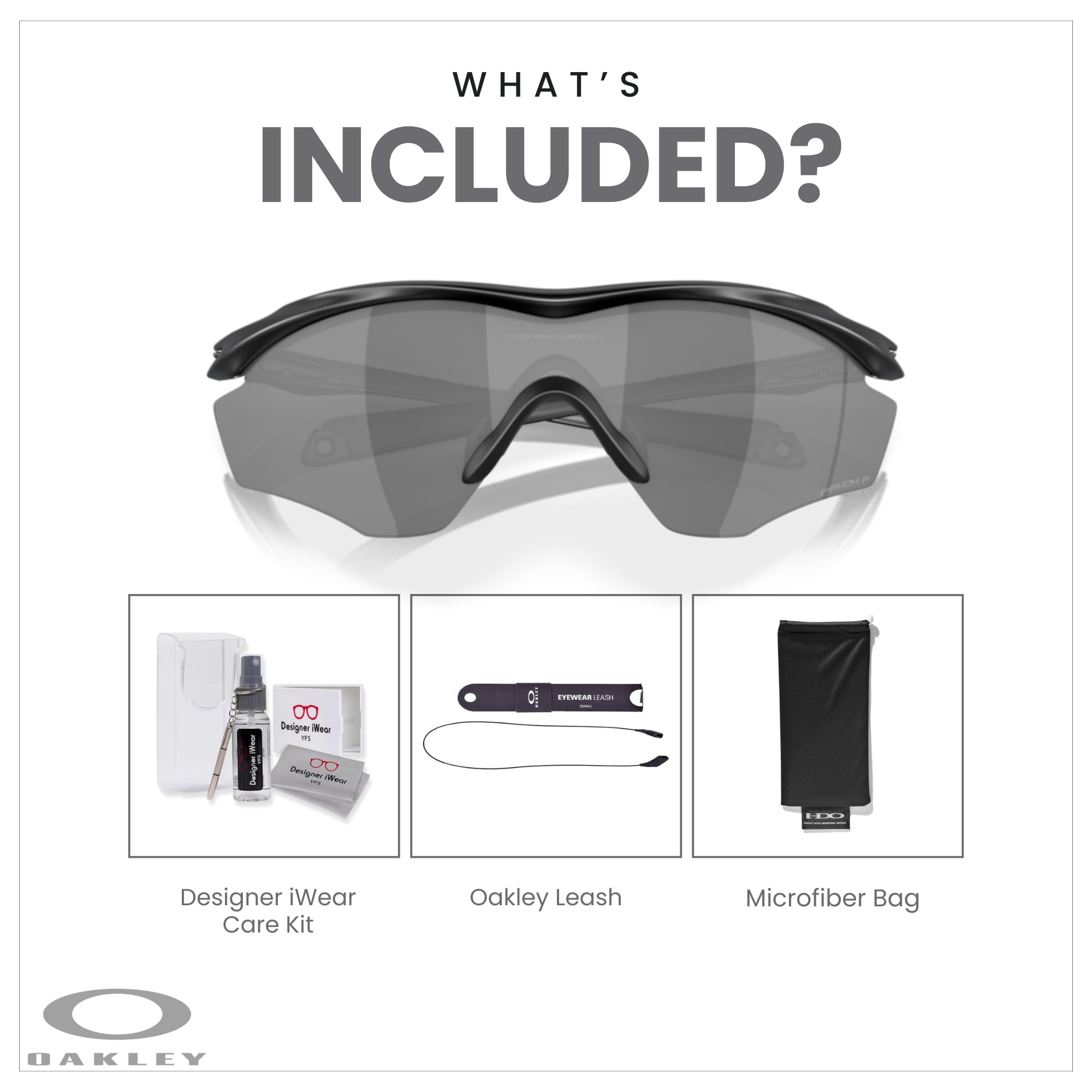 Oakley M2 Frame XL OO9343 Shield Sunglasses for Men + BUNDLE Leash +Designer iWear Care Kit
