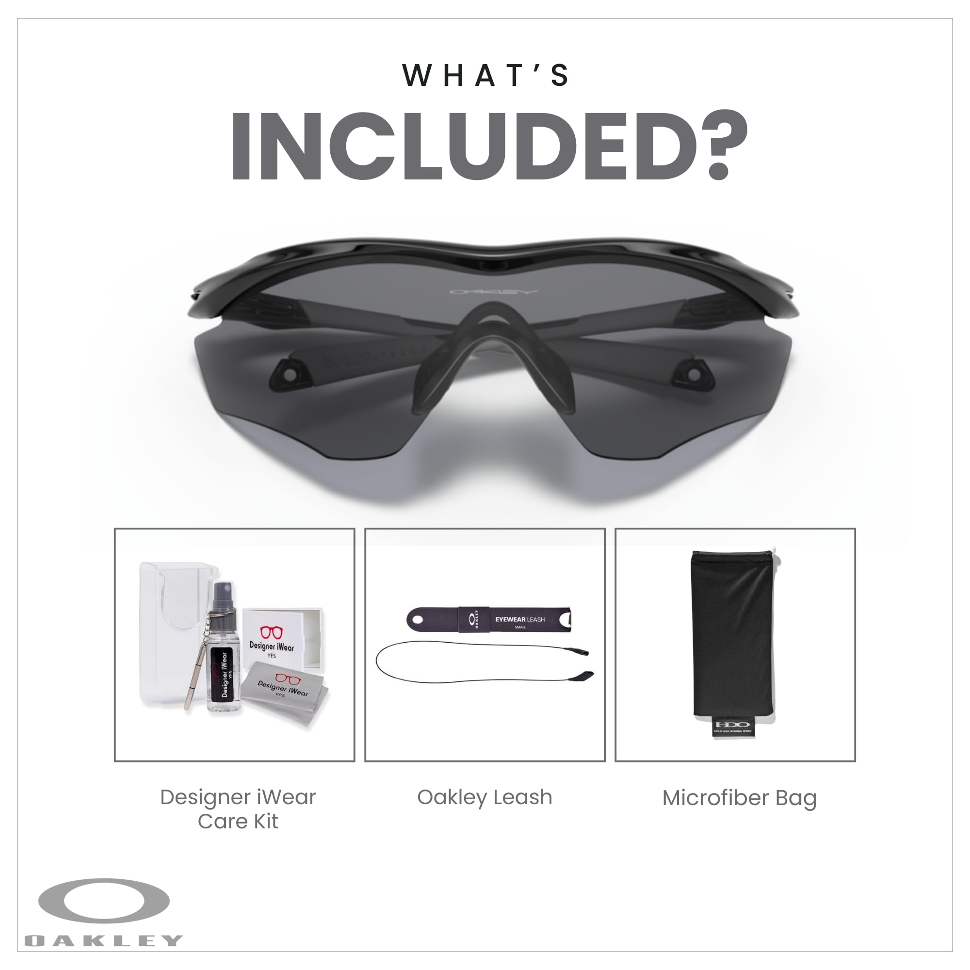 Oakley M2 Frame XL OO9343 Shield Sunglasses for Men + BUNDLE Leash +Designer iWear Care Kit
