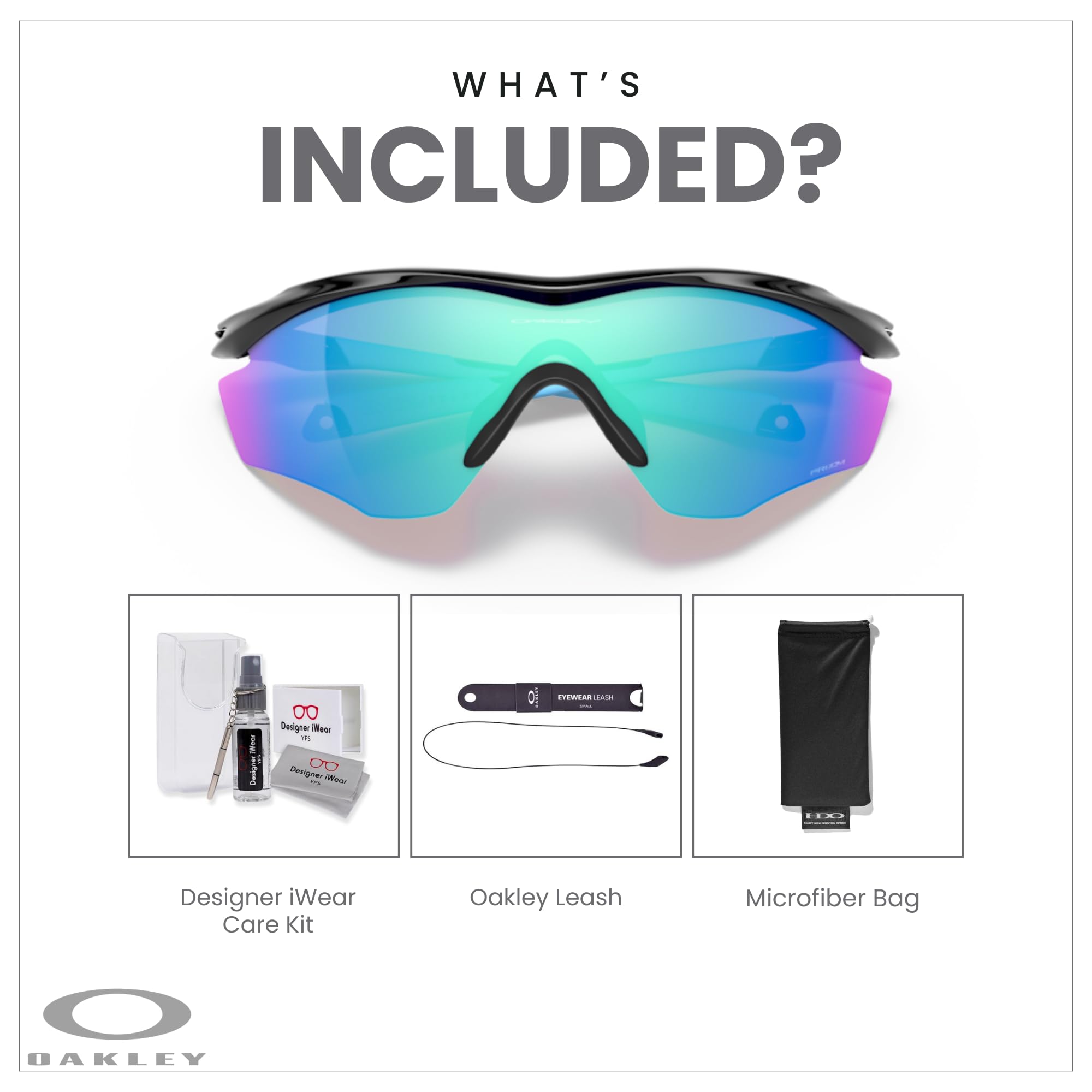 Oakley M2 Frame XL OO9343 Shield Sunglasses for Men + BUNDLE Leash +Designer iWear Care Kit