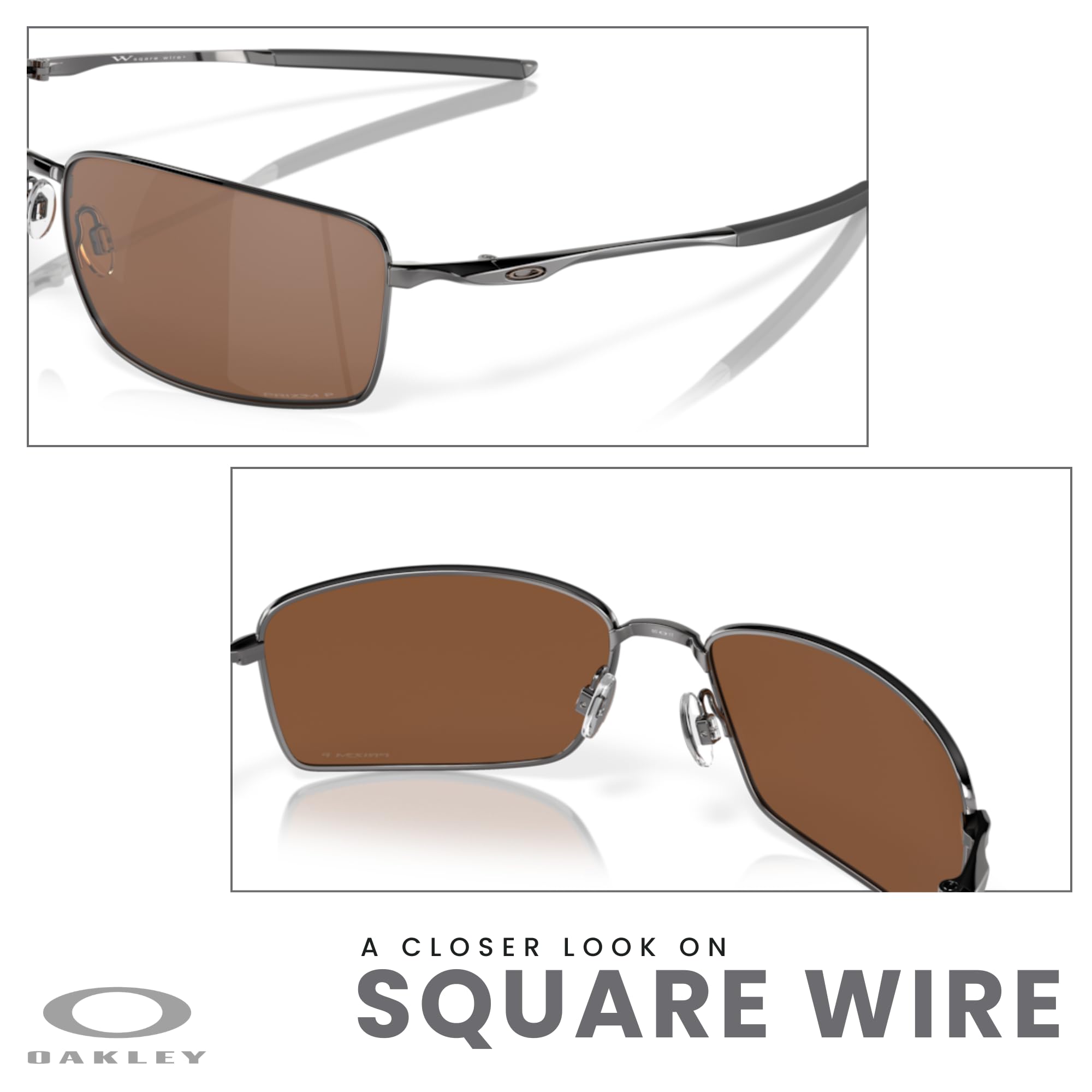 Oakley Square Wire OO4075 Rectangular Sunglasses For Men + BUNDLE Leash + Designer iWear Care Kit