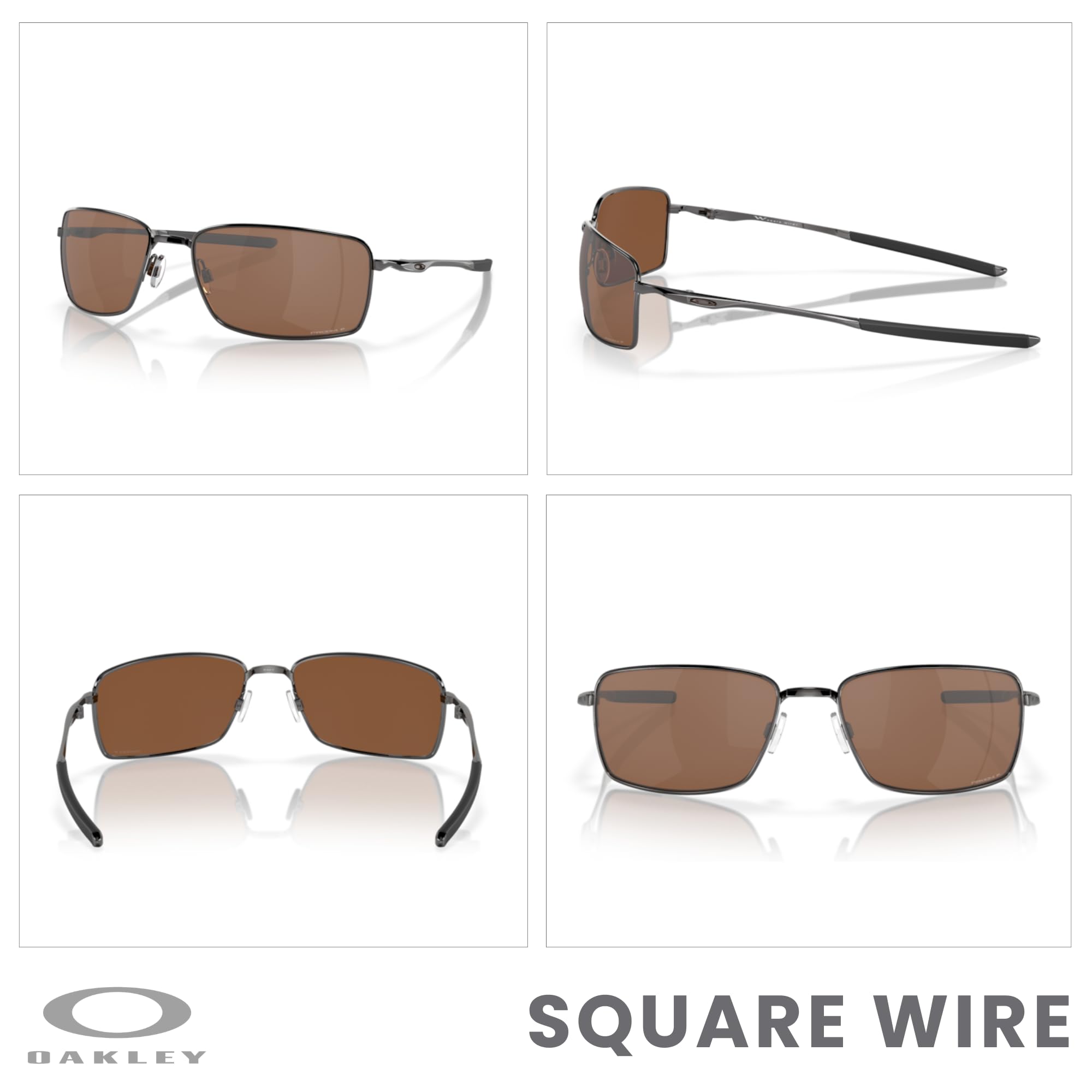 Oakley Square Wire OO4075 Rectangular Sunglasses For Men + BUNDLE Leash + Designer iWear Care Kit