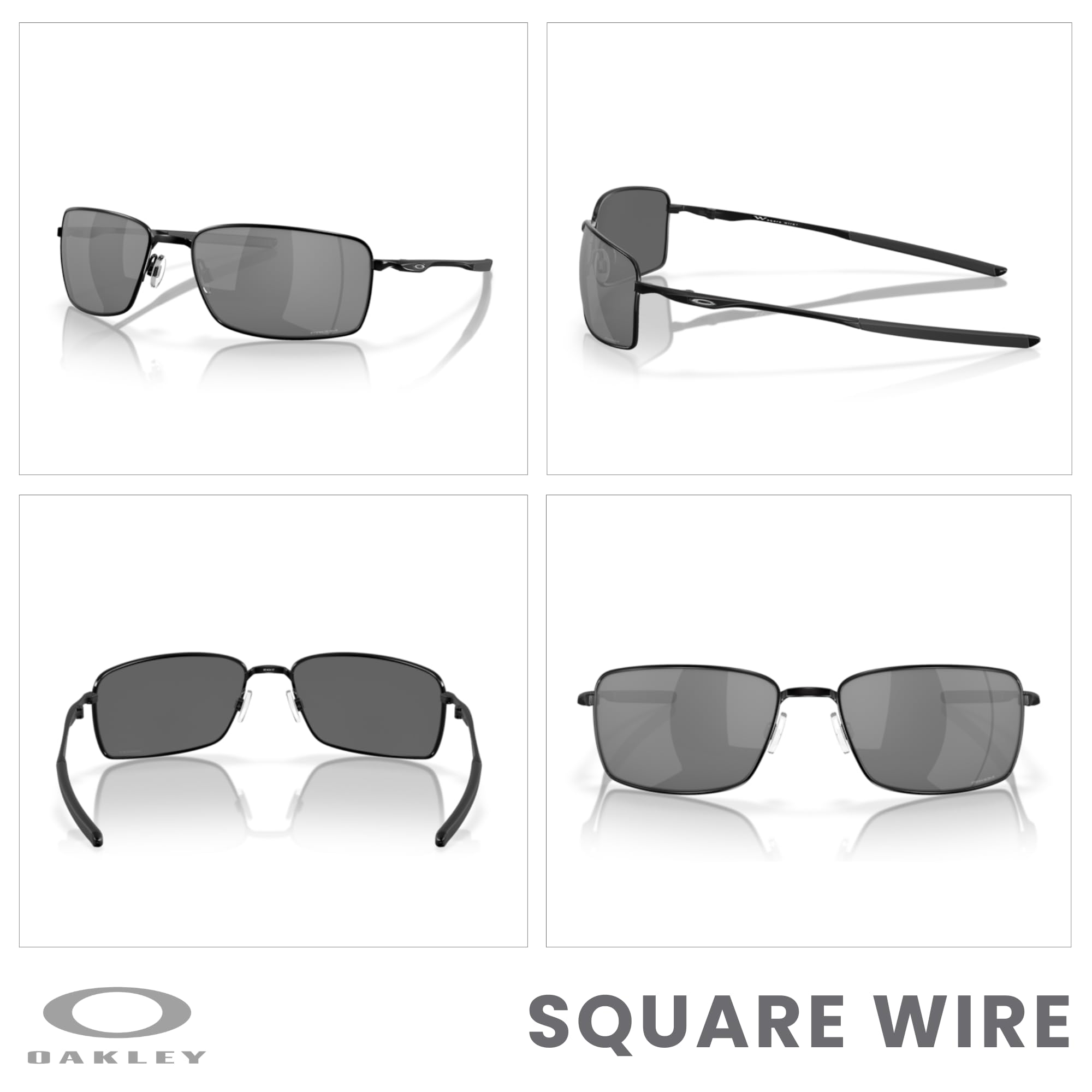 Oakley Square Wire OO4075 Rectangular Sunglasses For Men + BUNDLE Leash + Designer iWear Care Kit