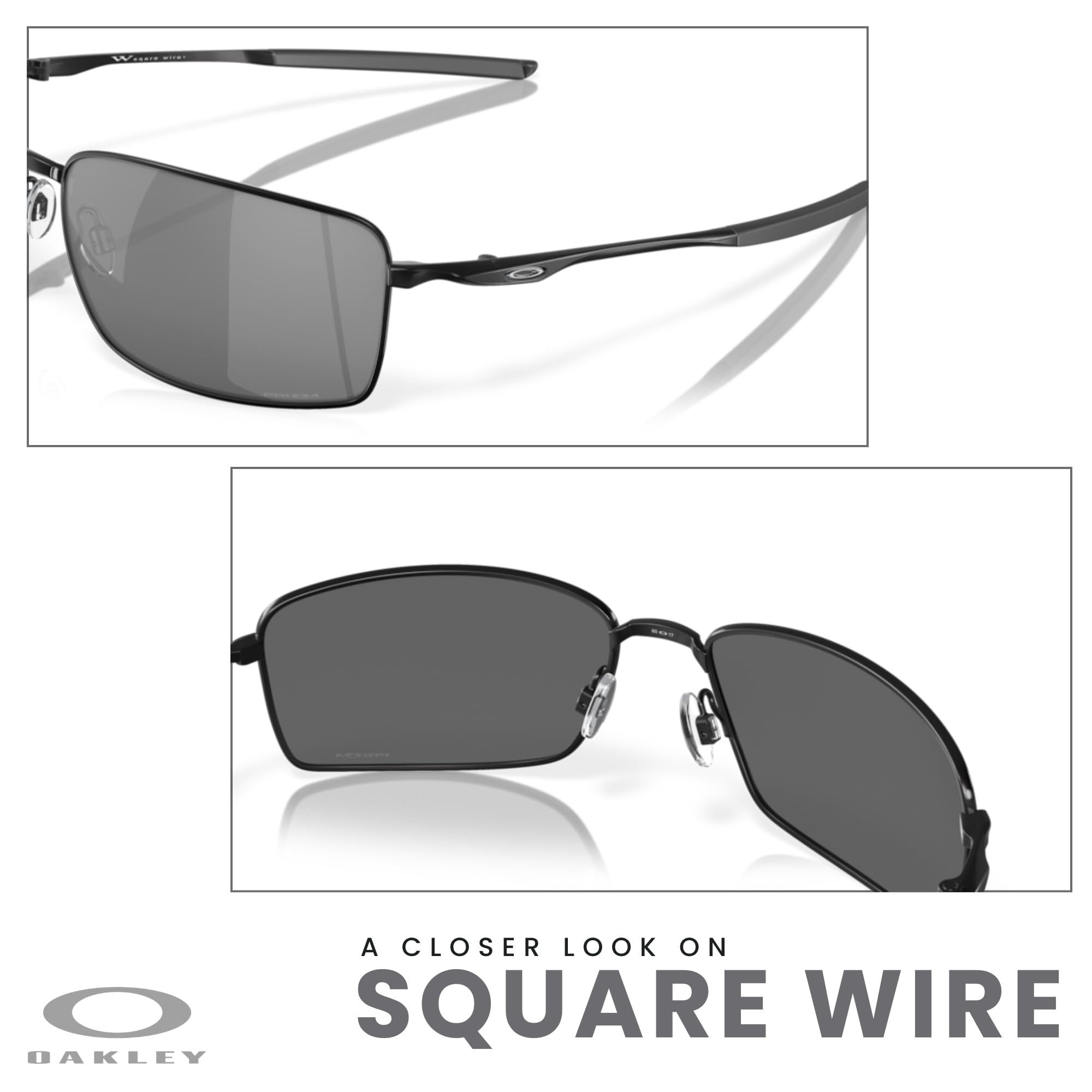Oakley Square Wire OO4075 Rectangular Sunglasses For Men + BUNDLE Leash + Designer iWear Care Kit