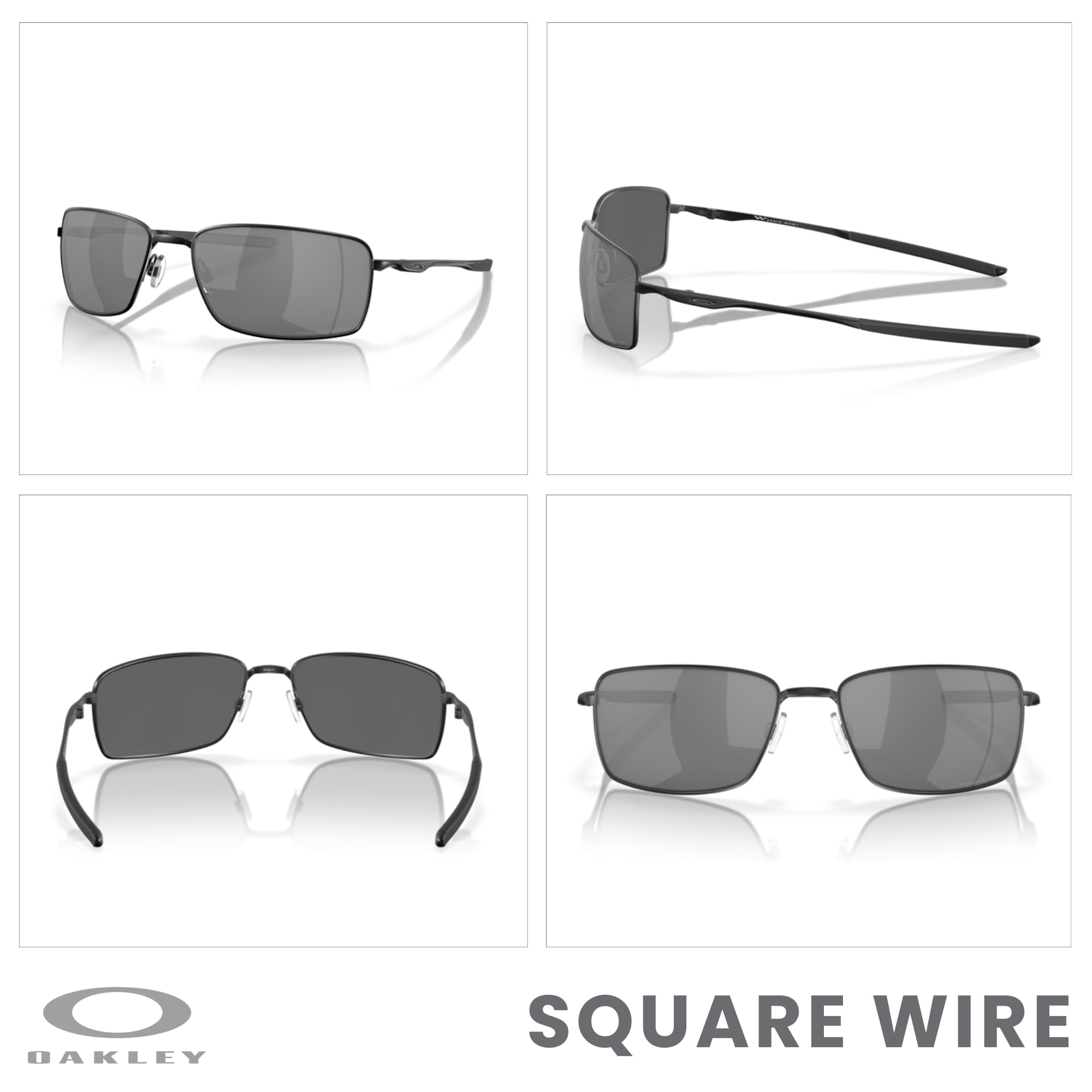 Oakley Square Wire OO4075 Rectangular Sunglasses For Men + BUNDLE Leash + Designer iWear Care Kit